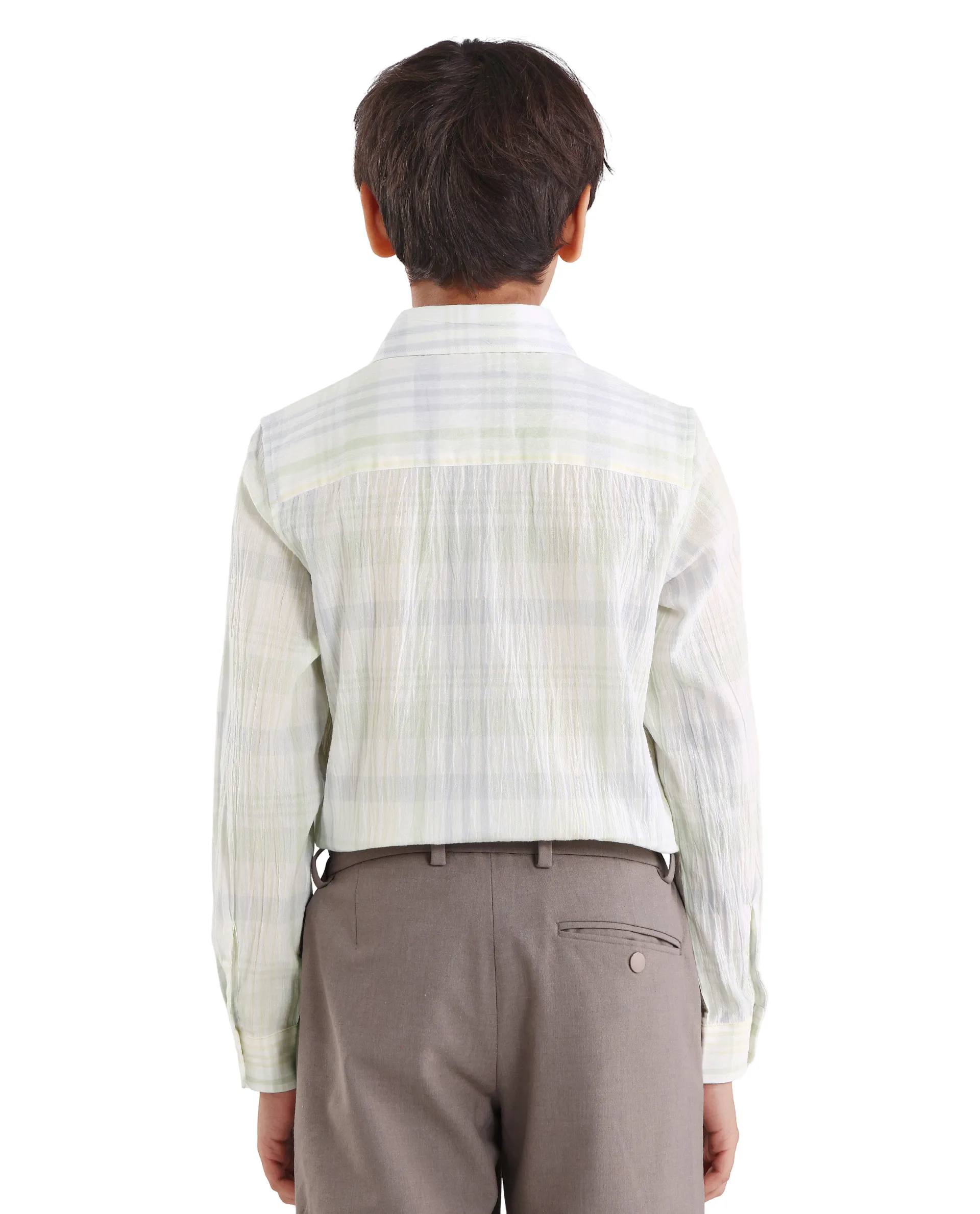 Rare Ones Kids Pinge-26K Pastel Green Cotton Blend Button Closure Regular Fit Shirt - Image 7