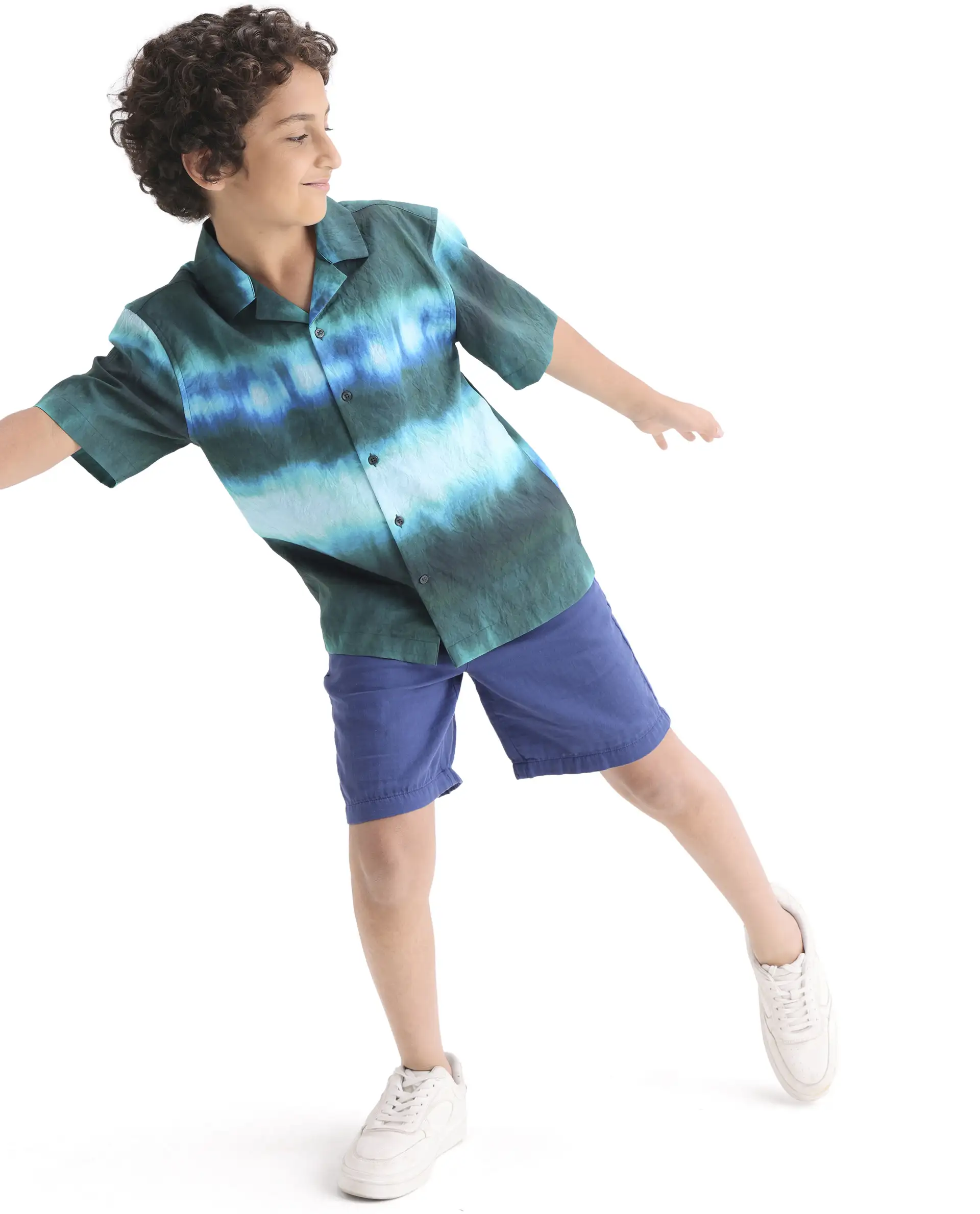 Rare Ones Kids Polar Green Viscose Blend Button Closure Boxy Fit Shirt - Image 2