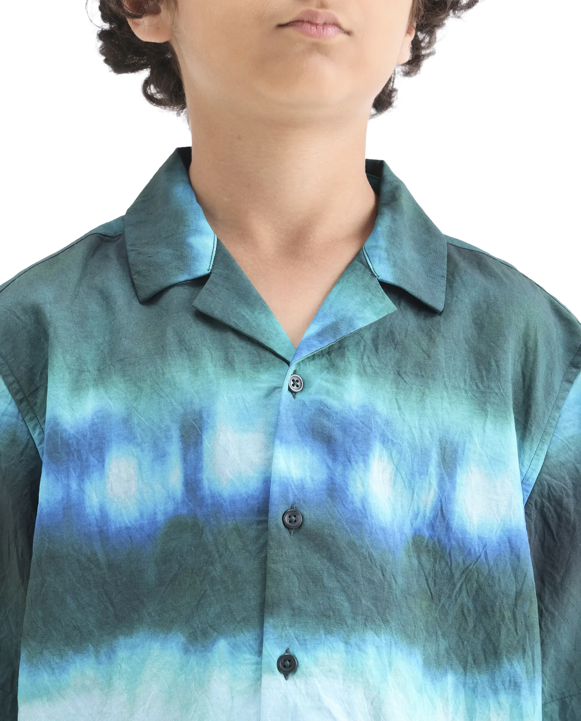 Rare Ones Kids Polar Green Viscose Blend Button Closure Boxy Fit Shirt - Image 3