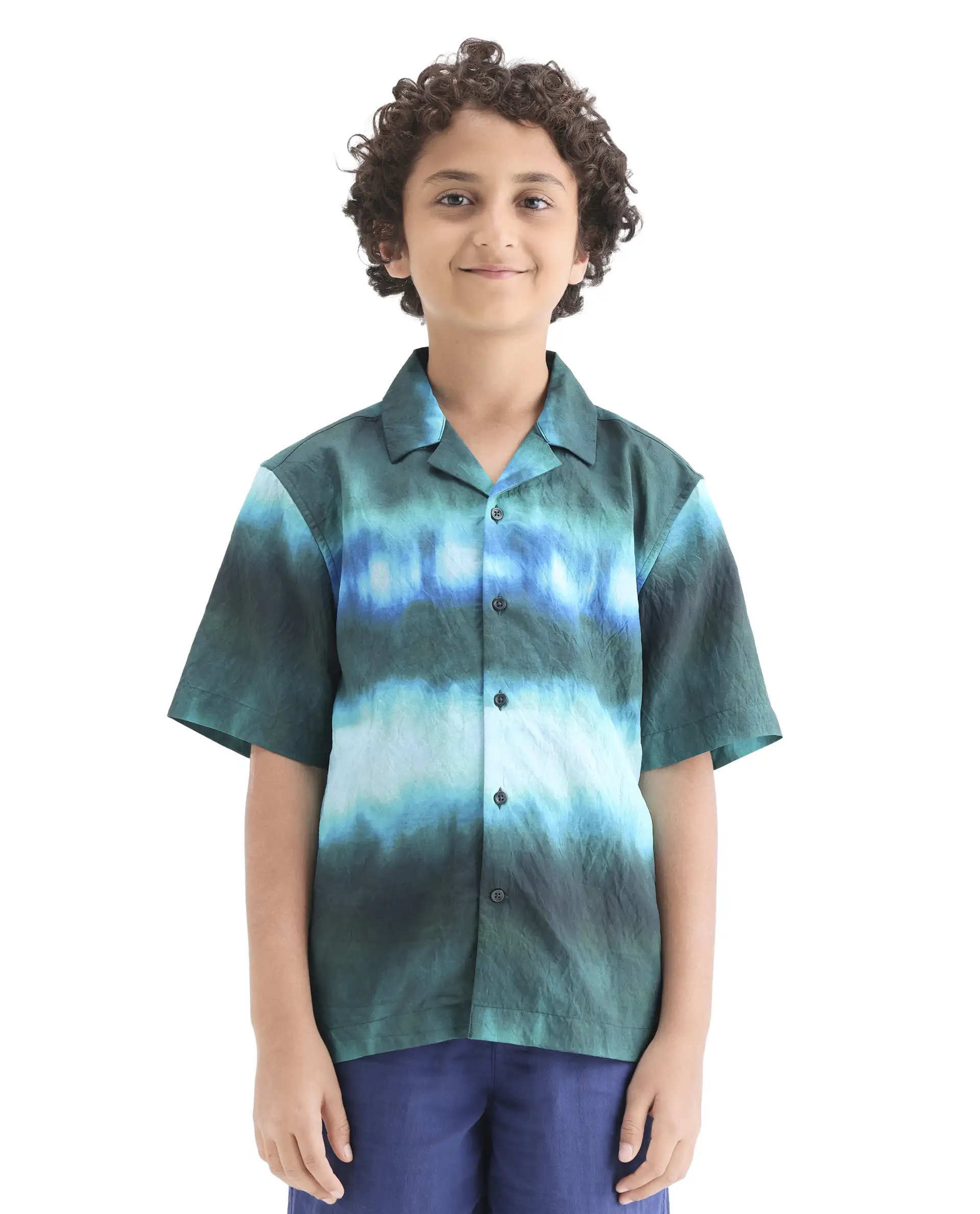 Rare Ones Kids Polar Green Viscose Blend Button Closure Boxy Fit Shirt - Image 4