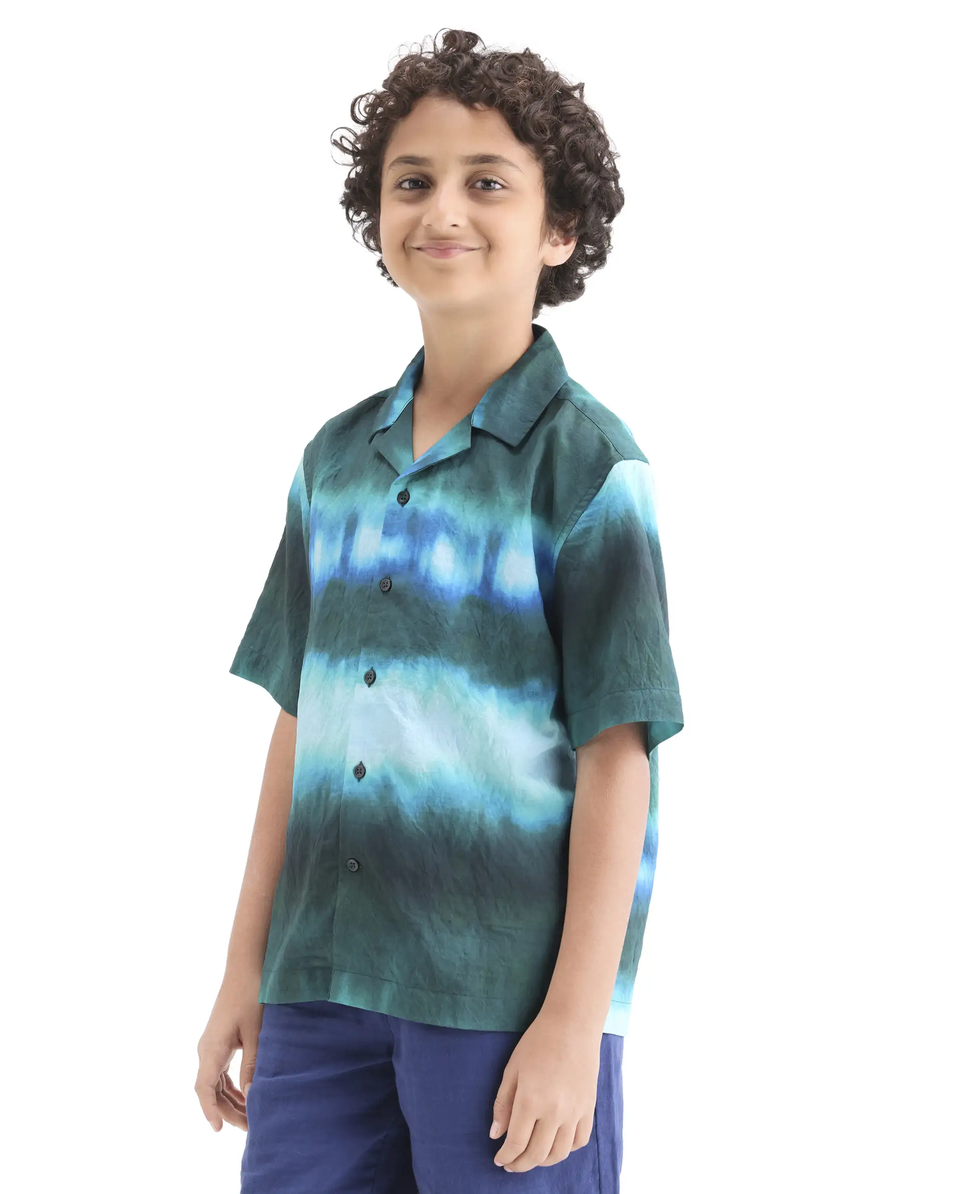 Rare Ones Kids Polar Green Viscose Blend Button Closure Boxy Fit Shirt - Image 5
