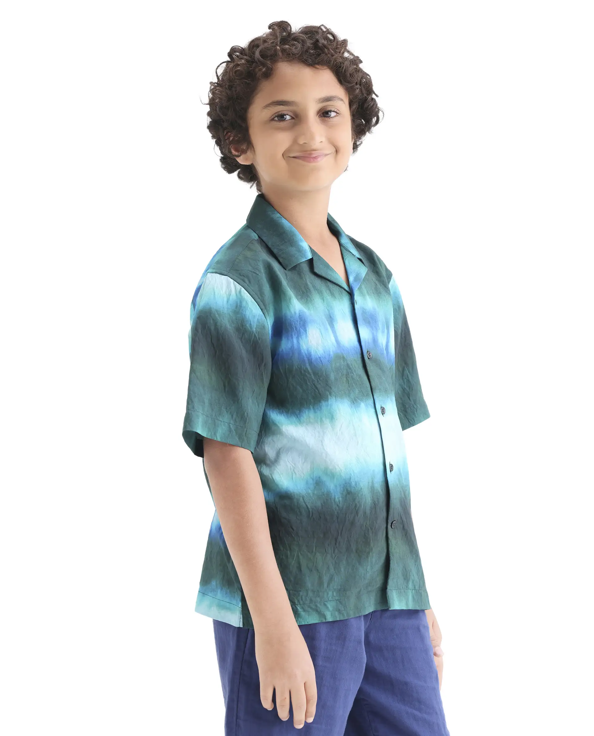 Rare Ones Kids Polar Green Viscose Blend Button Closure Boxy Fit Shirt - Image 6