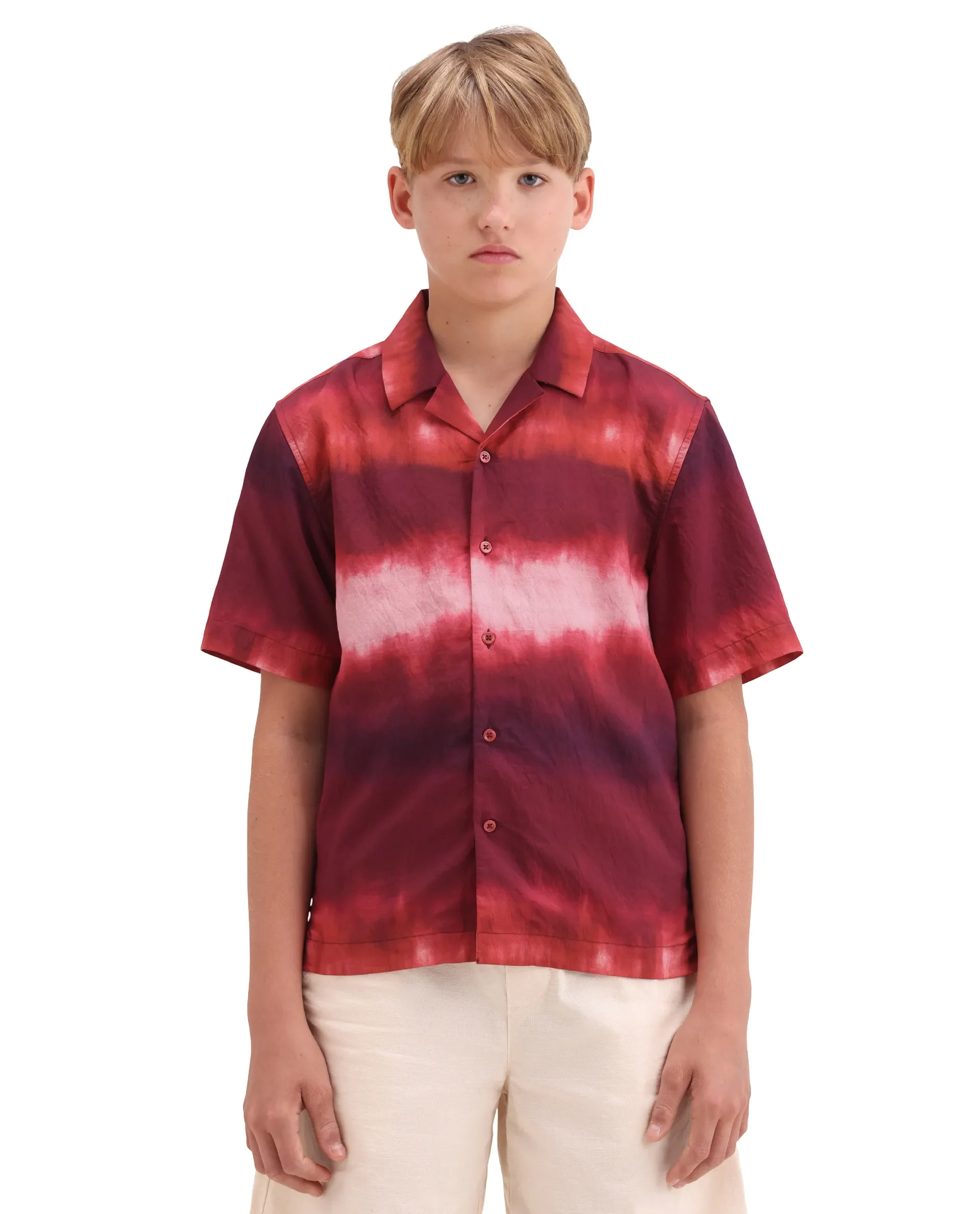 Rare Ones Kids Polar Red Viscose Blend Button Closure Boxy Fit Shirt - Image 4