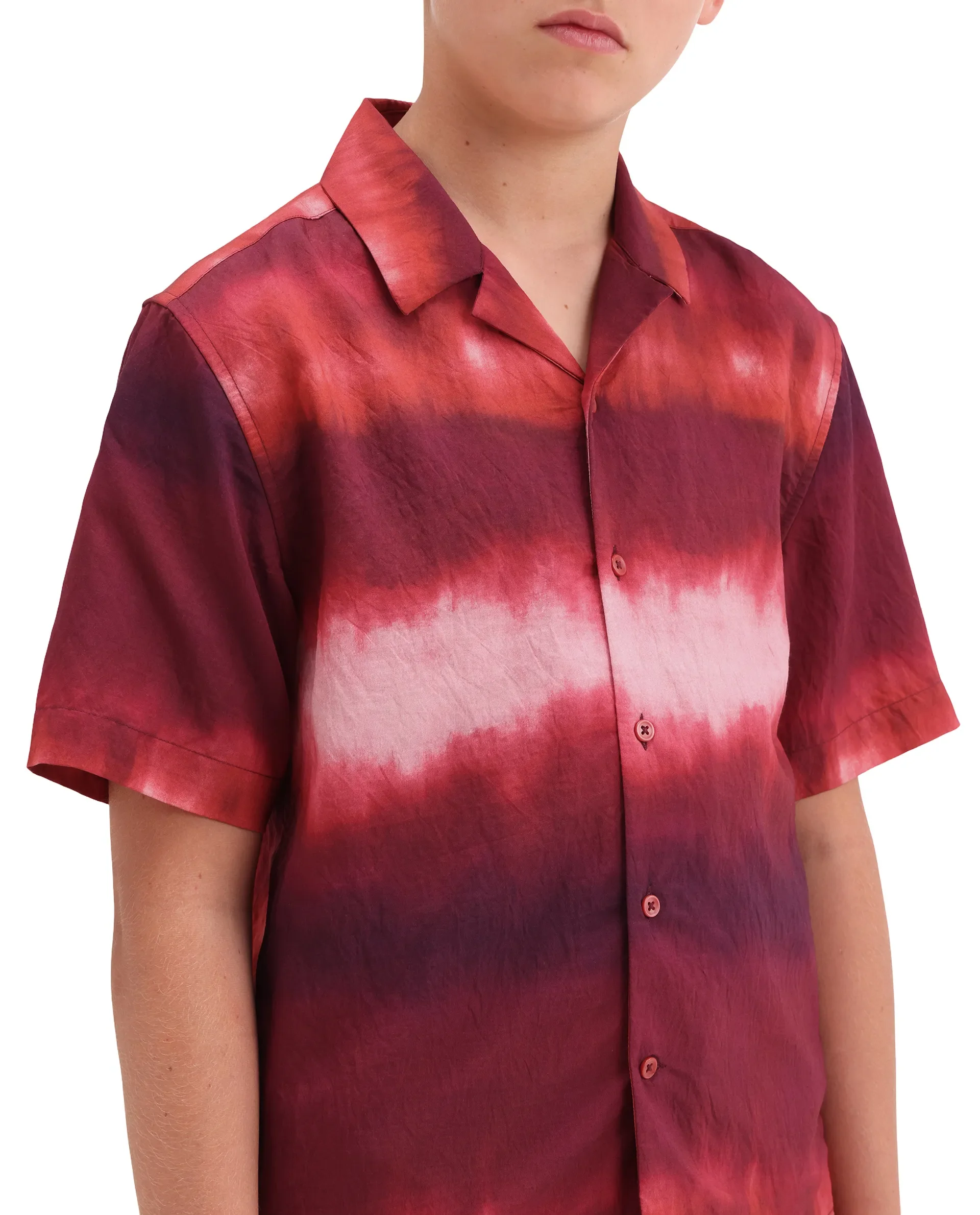 Rare Ones Kids Polar Red Viscose Blend Button Closure Boxy Fit Shirt - Image 5