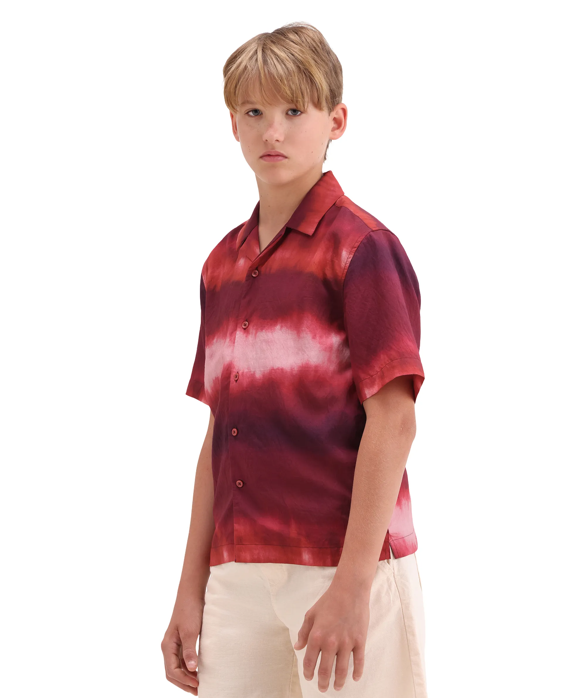 Rare Ones Kids Polar Red Viscose Blend Button Closure Boxy Fit Shirt - Image 6
