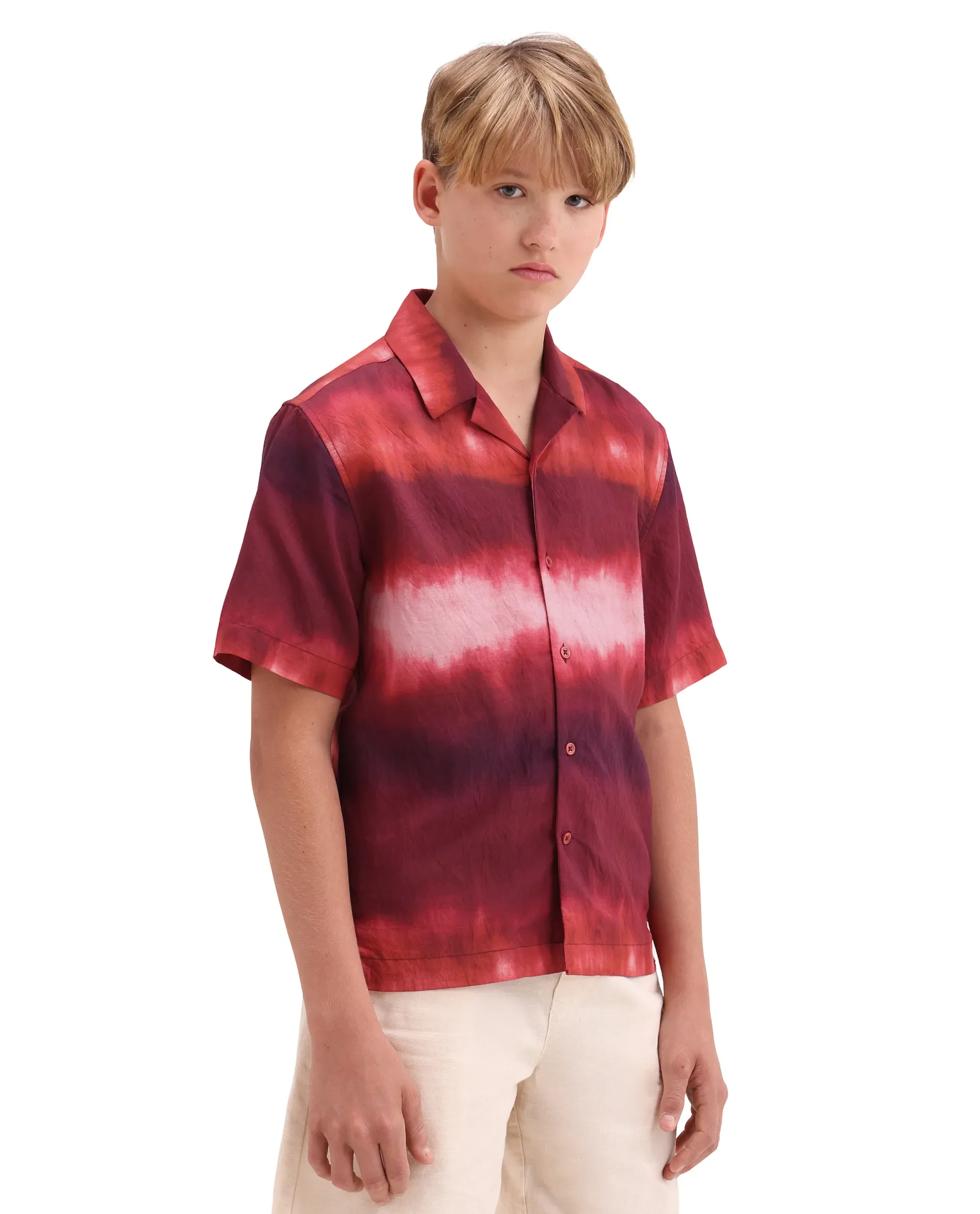 Rare Ones Kids Polar Red Viscose Blend Button Closure Boxy Fit Shirt - Image 7