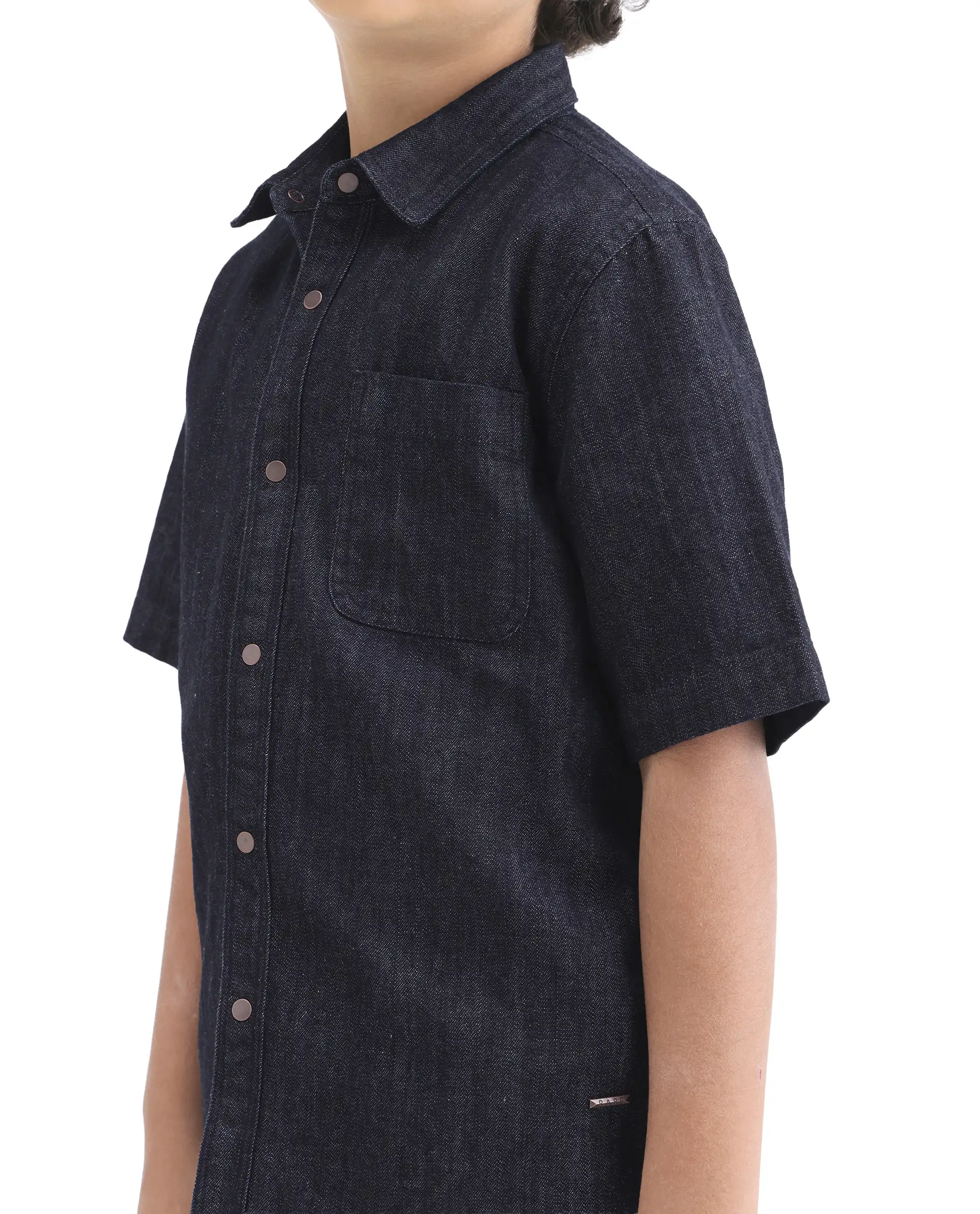 Rare Ones Kids Rocat-Hs Dark Blue Cotton Snap Button Closure Regular Fit Shirt - Image 3