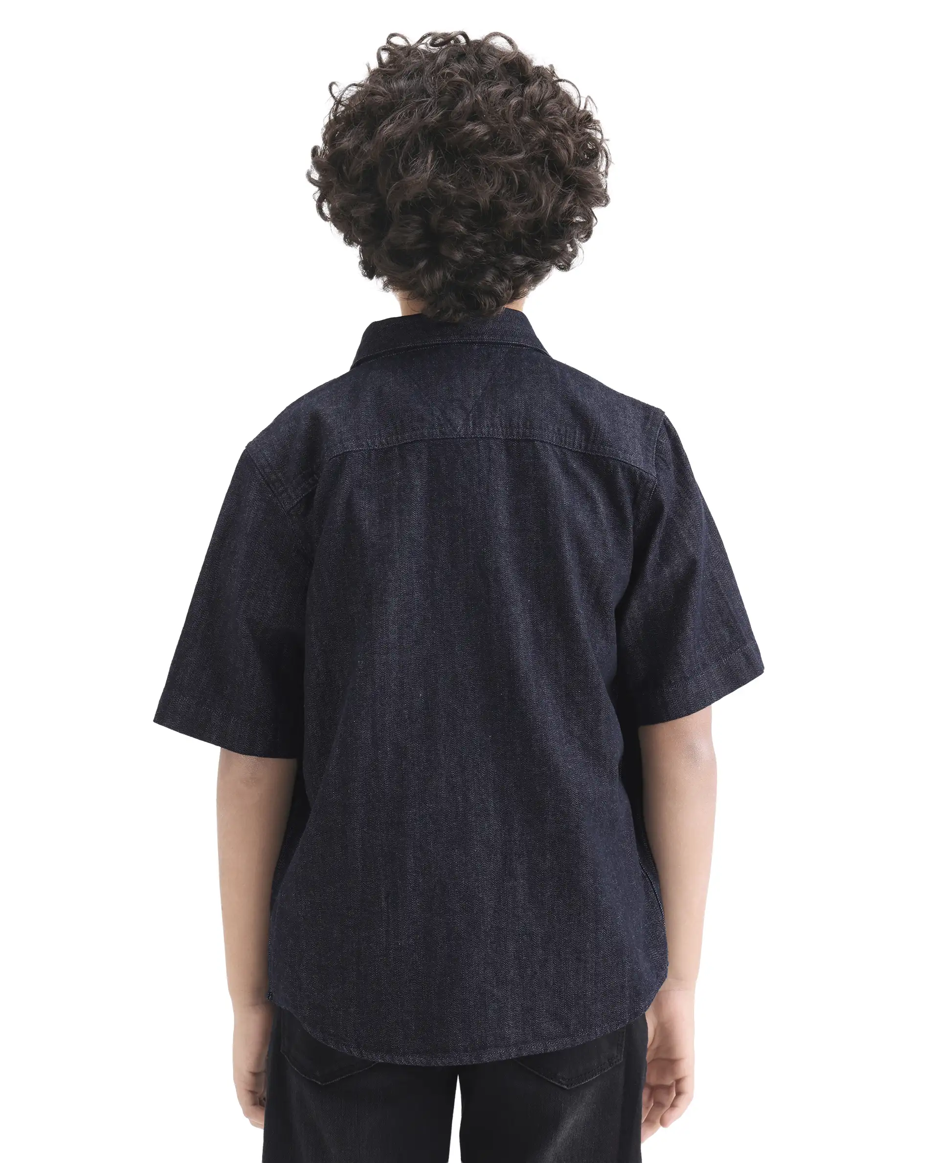 Rare Ones Kids Rocat-Hs Dark Blue Cotton Snap Button Closure Regular Fit Shirt - Image 7