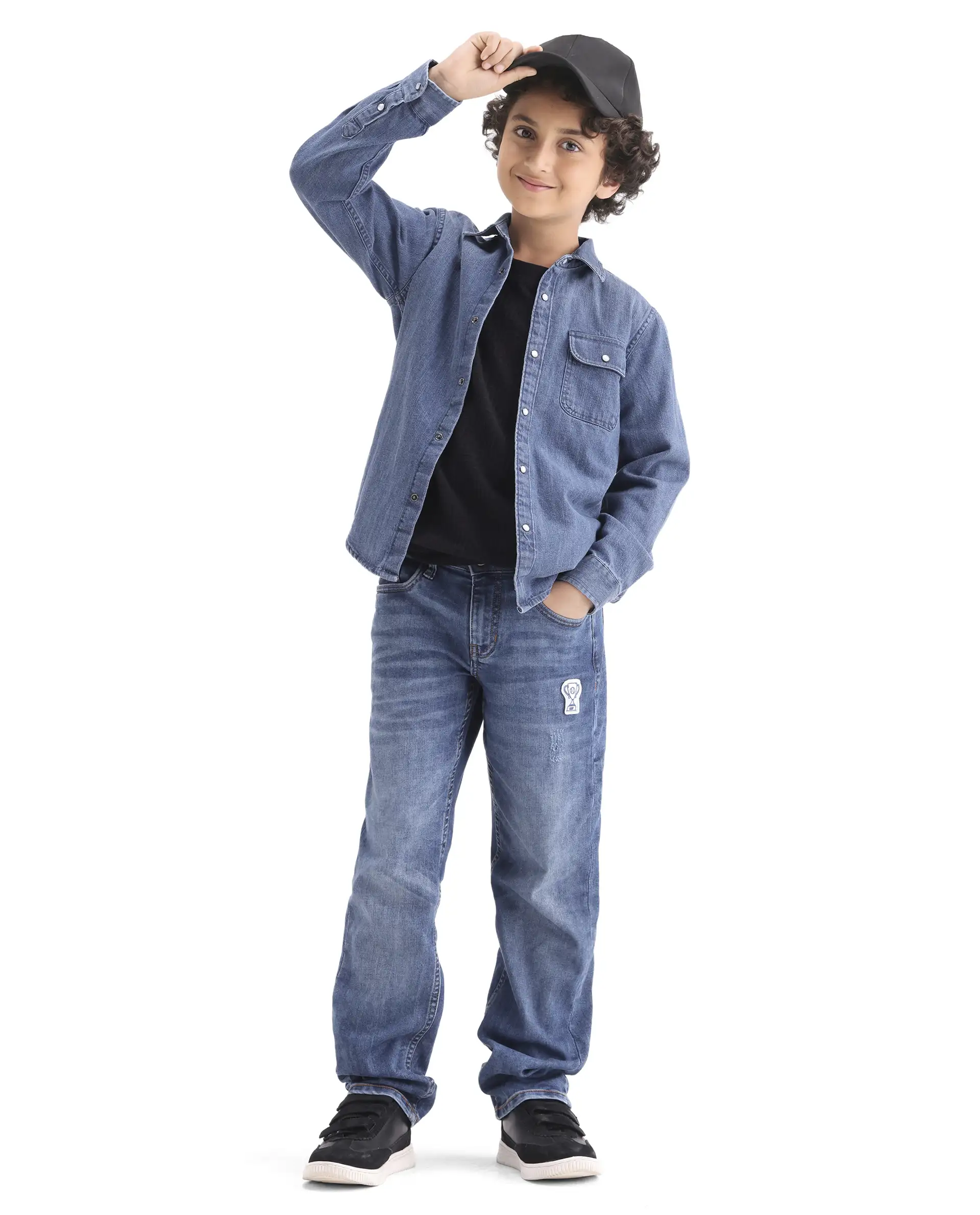 Rare Ones Kids Rocco-Fs Light Blue Cotton Snap Button Closure Regular Fit Shirt - Image 2