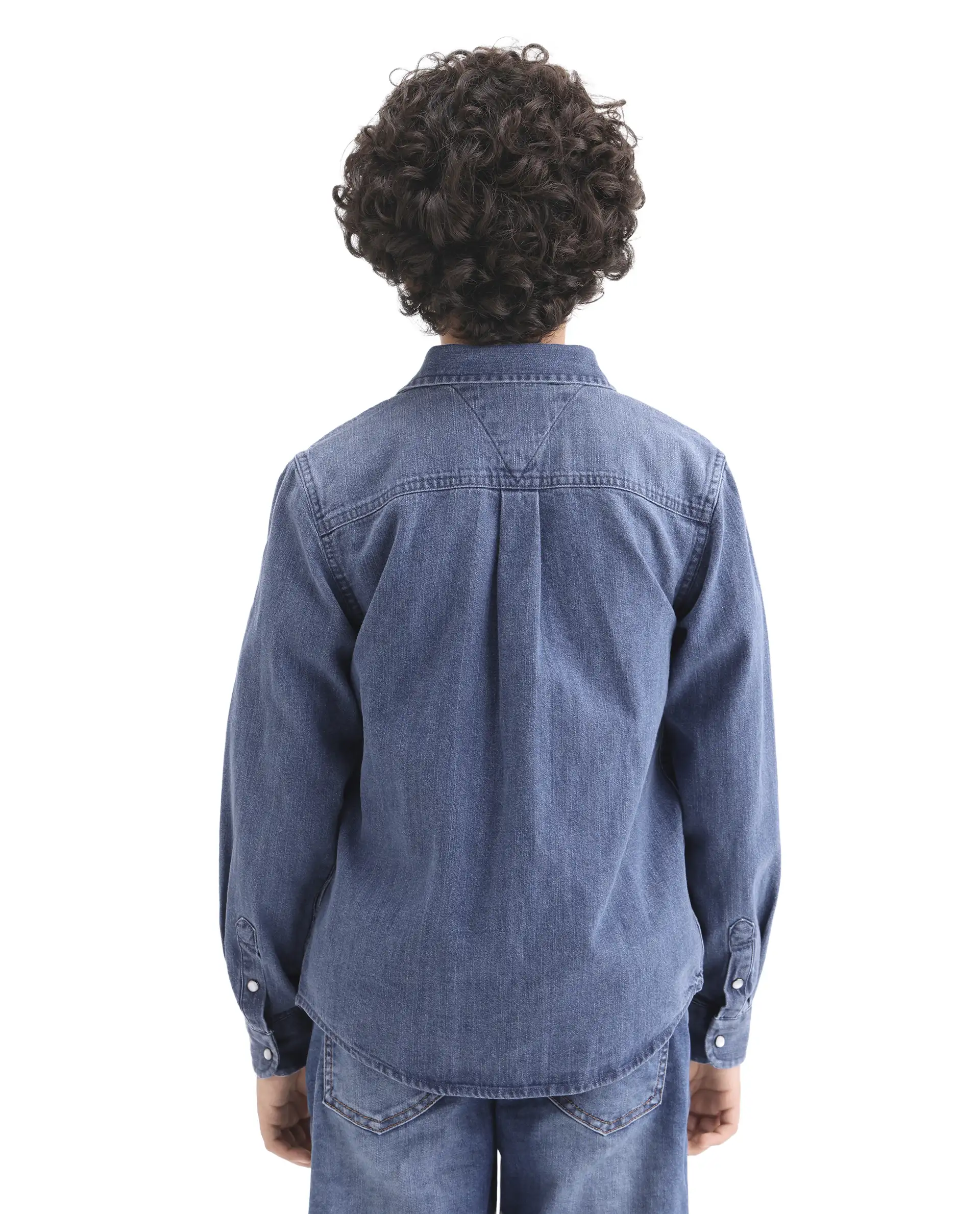 Rare Ones Kids Rocco-Fs Light Blue Cotton Snap Button Closure Regular Fit Shirt - Image 7