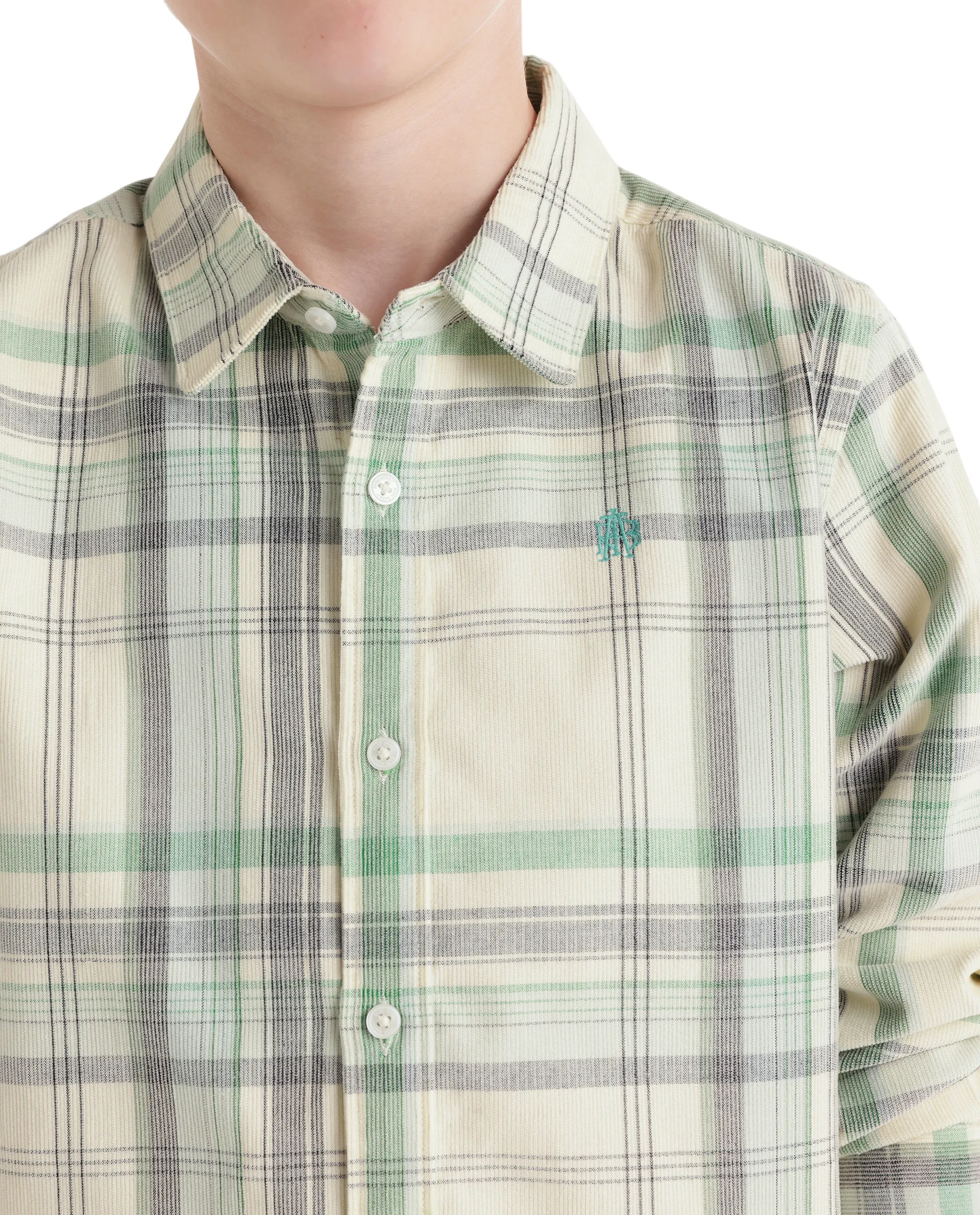 Rare Ones Kids Throo Light Green Cotton Blend Fabric Button Closure Regular Fit Shirt - Image 4