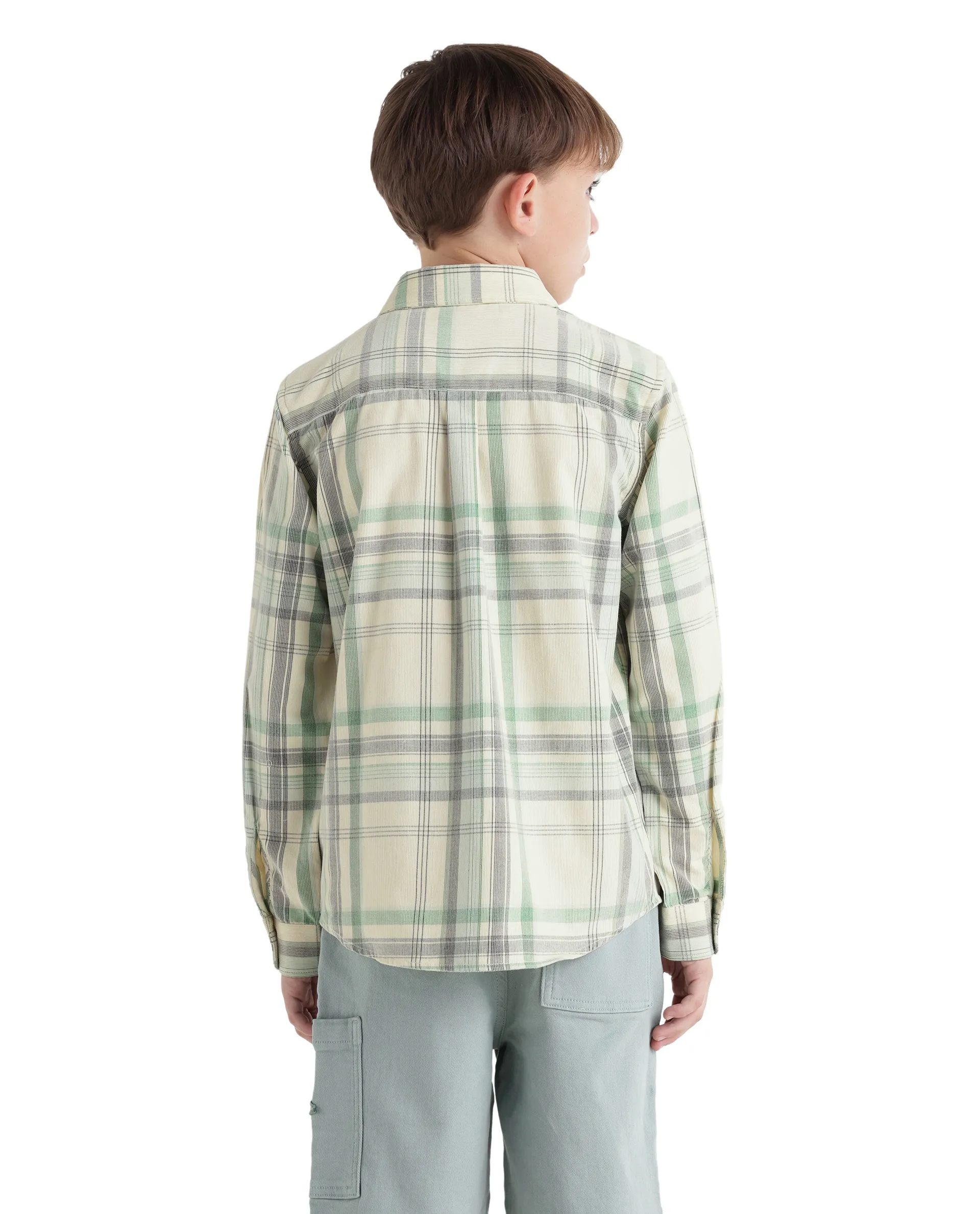 Rare Ones Kids Throo Light Green Cotton Blend Fabric Button Closure Regular Fit Shirt - Image 7