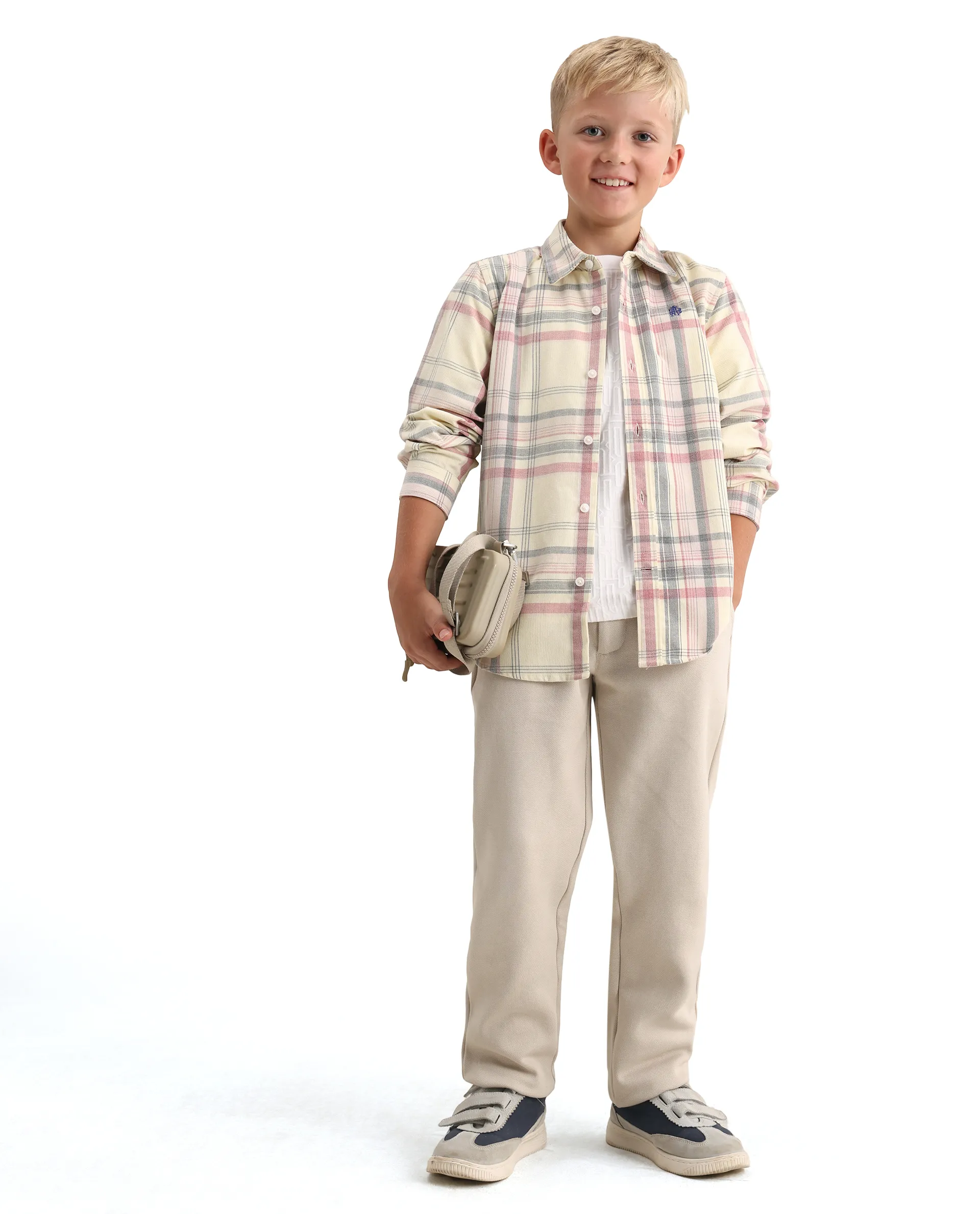Rare Ones Kids Throo Light Red Cotton Blend Fabric Button Closure Regular Fit Shirt - Image 2