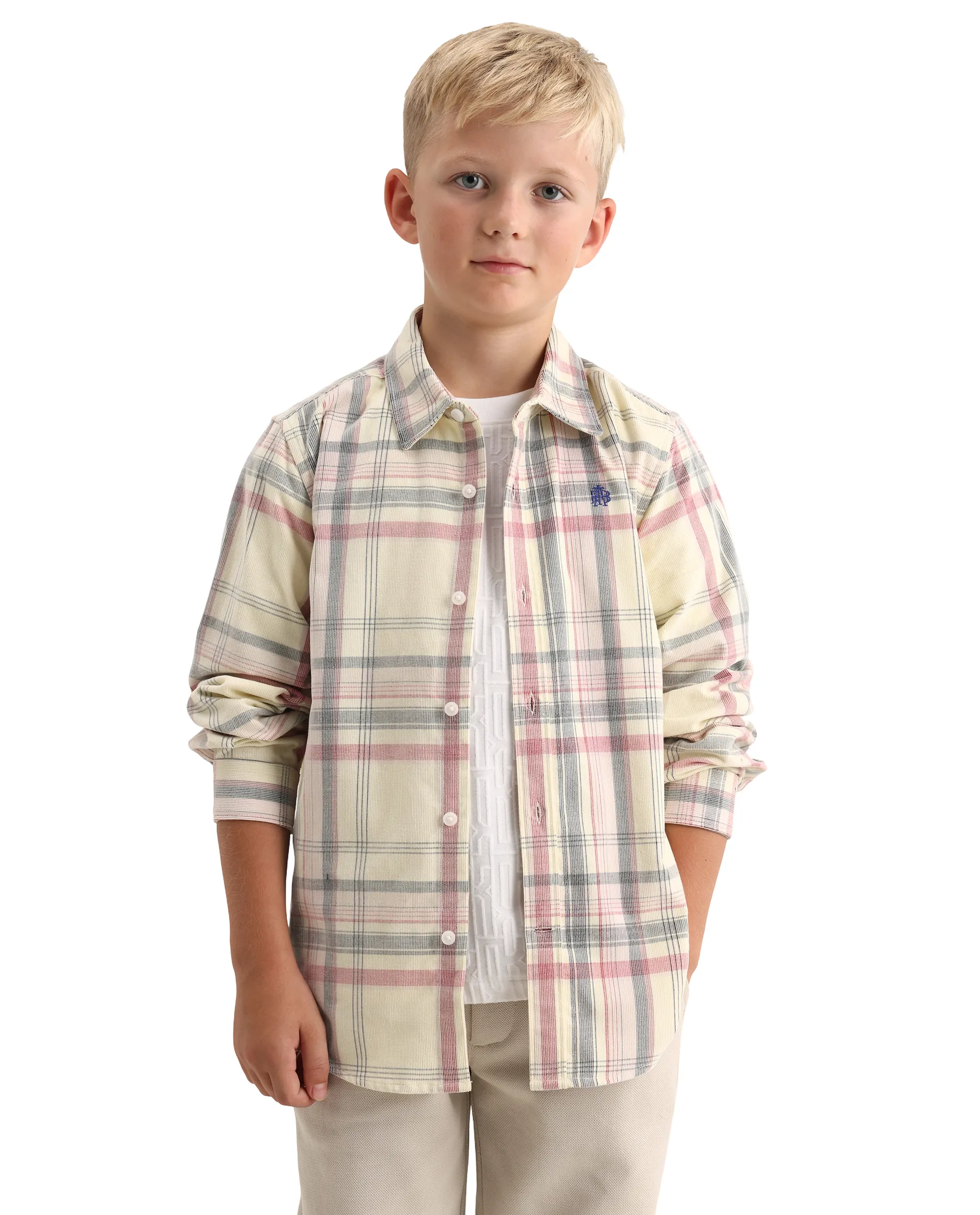 Rare Ones Kids Throo Light Red Cotton Blend Fabric Button Closure Regular Fit Shirt - Image 3