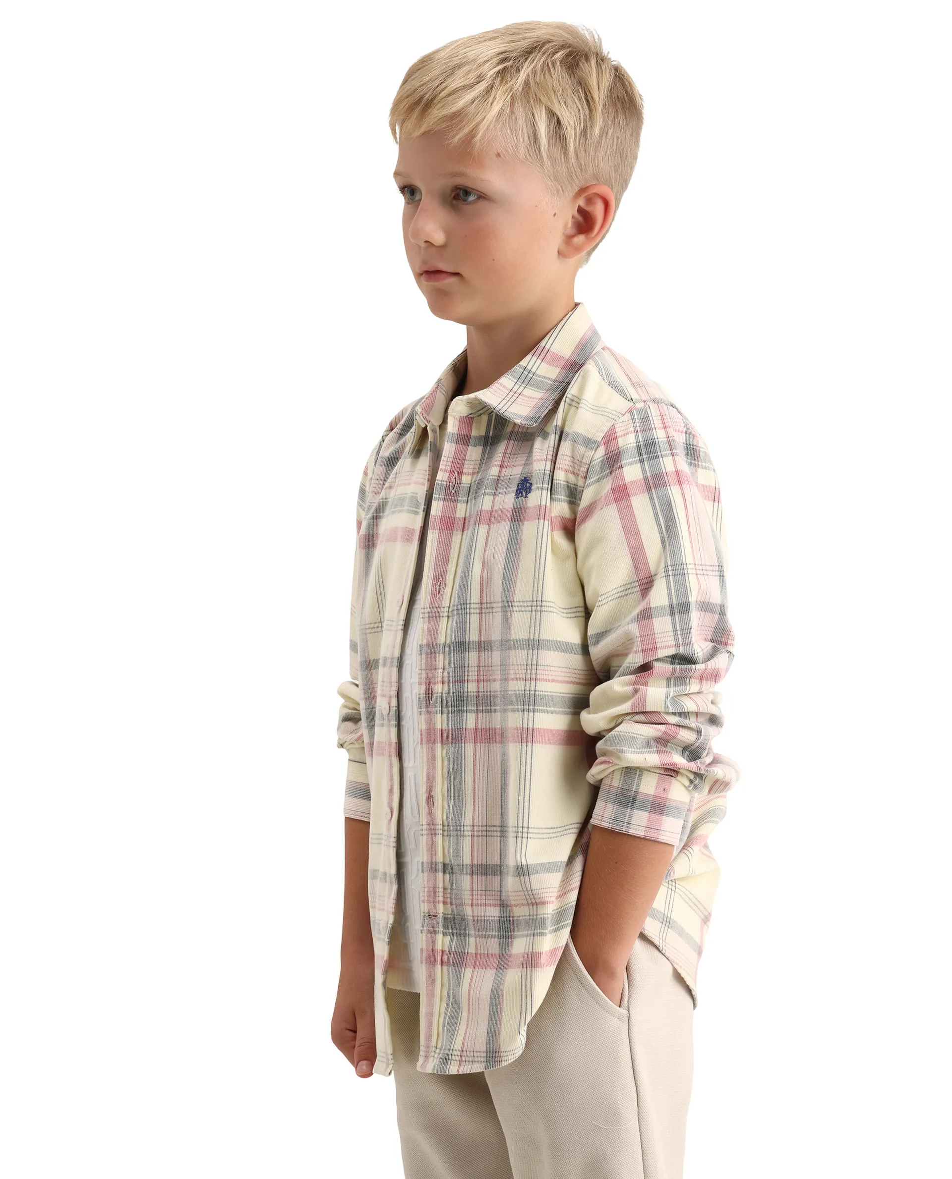 Rare Ones Kids Throo Light Red Cotton Blend Fabric Button Closure Regular Fit Shirt - Image 5