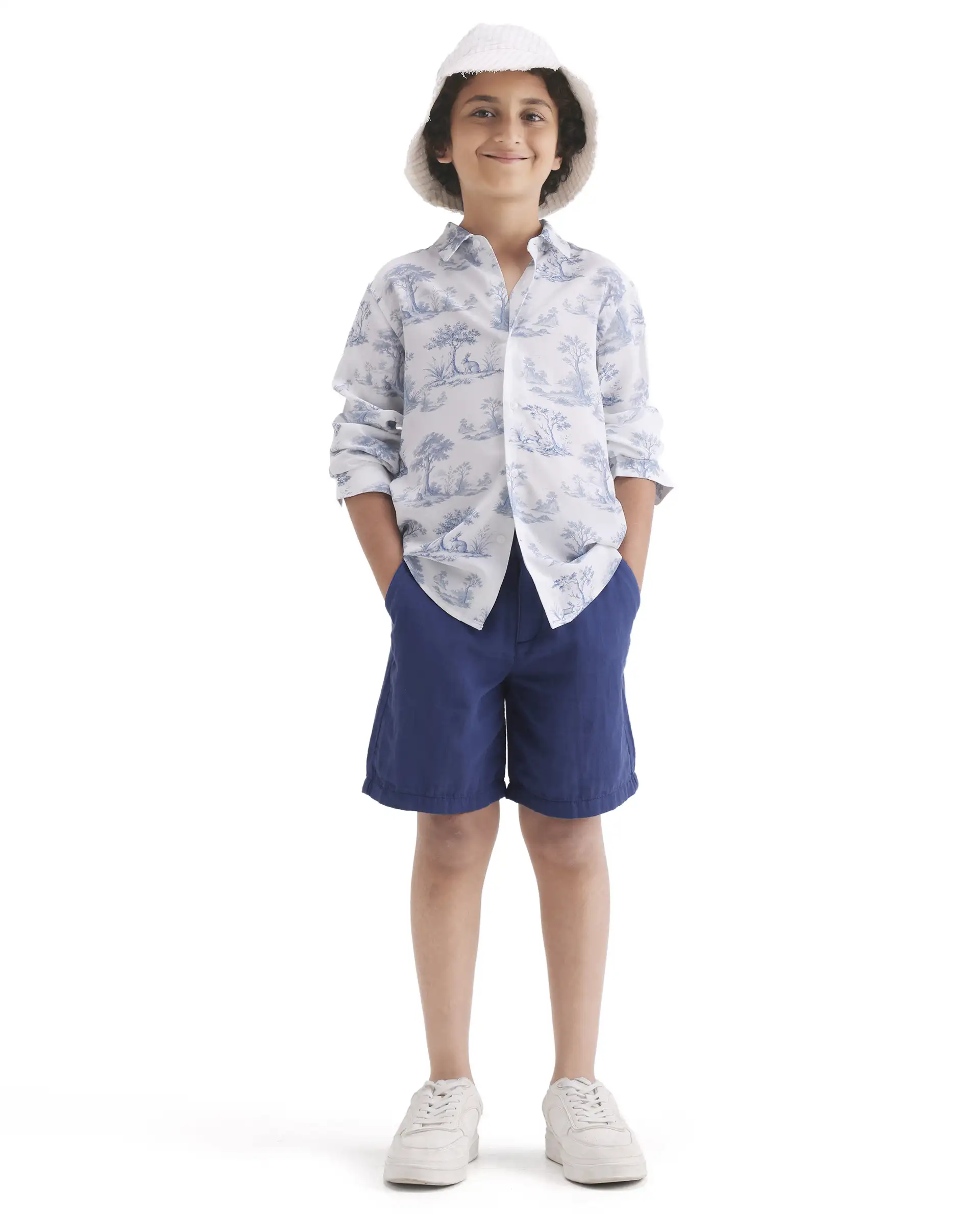 Rare Ones Kids Toile-S Blue Viscose Button Closure Regular Fit Shirt - Image 2