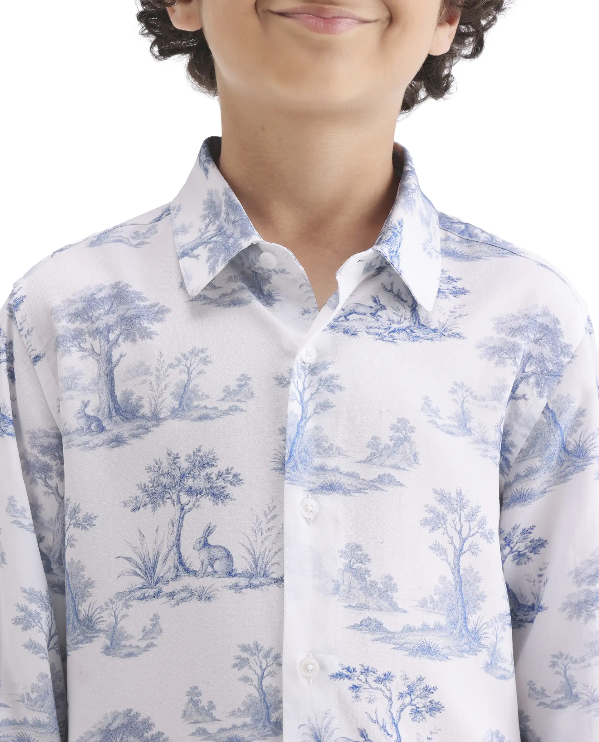 Rare Ones Kids Toile-S Blue Viscose Button Closure Regular Fit Shirt - Image 3