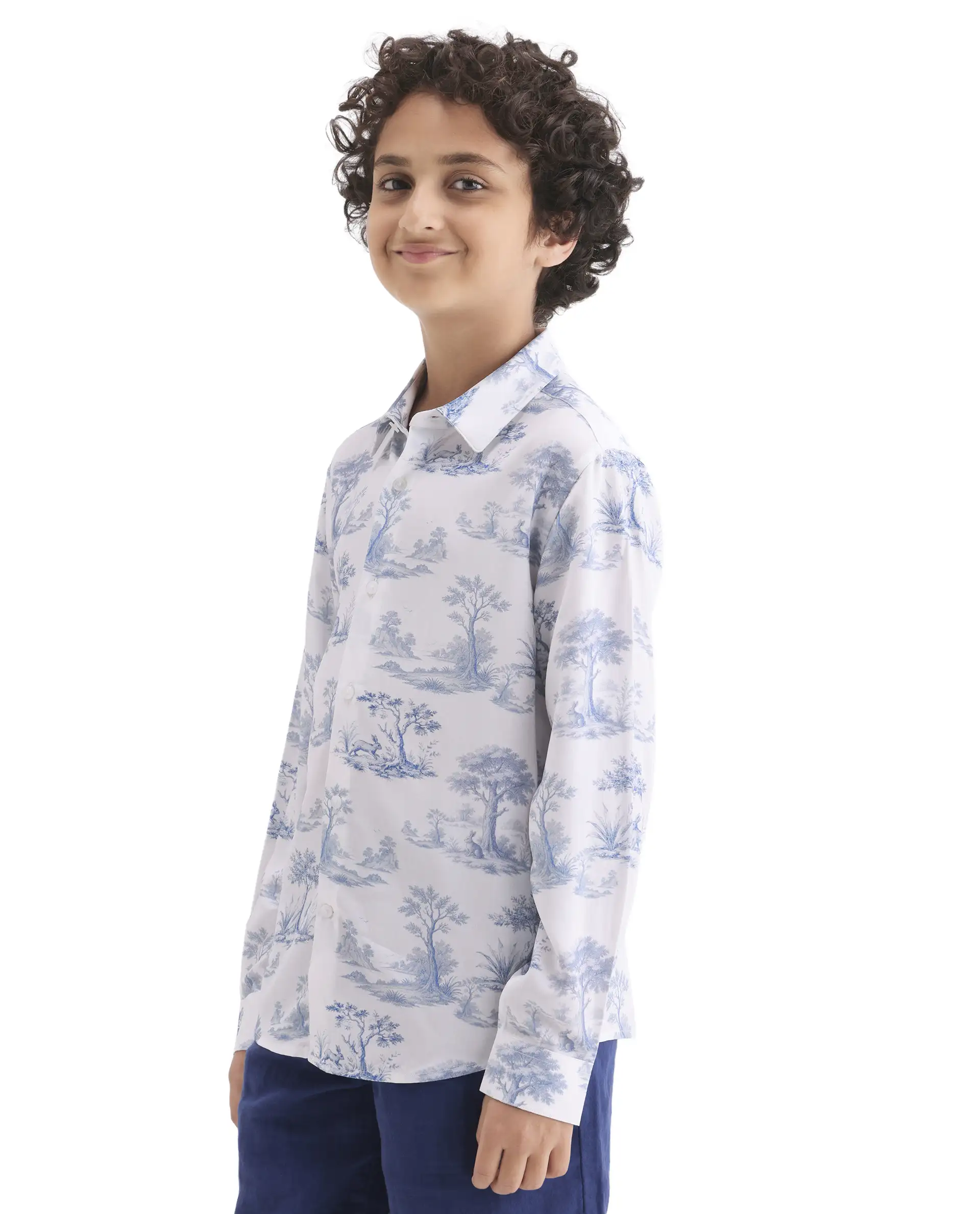 Rare Ones Kids Toile-S Blue Viscose Button Closure Regular Fit Shirt - Image 5