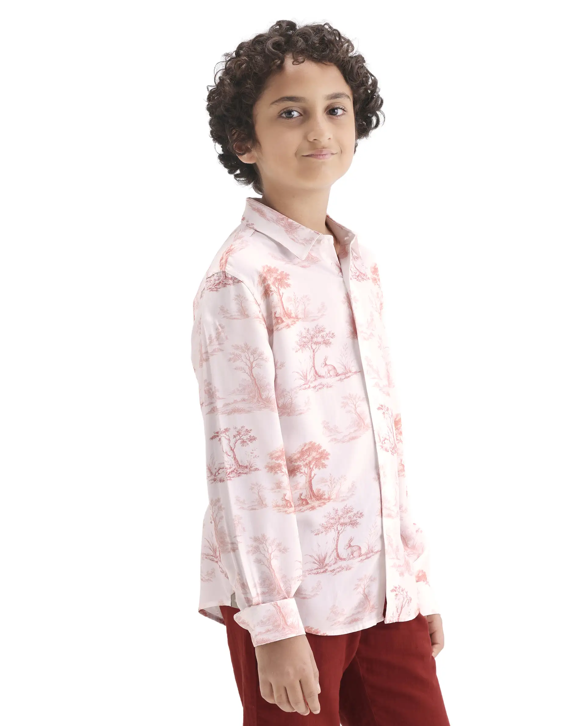 Rare Ones Kids Toile-S Rust Viscose Button Closure Regular Fit Shirt - Image 6