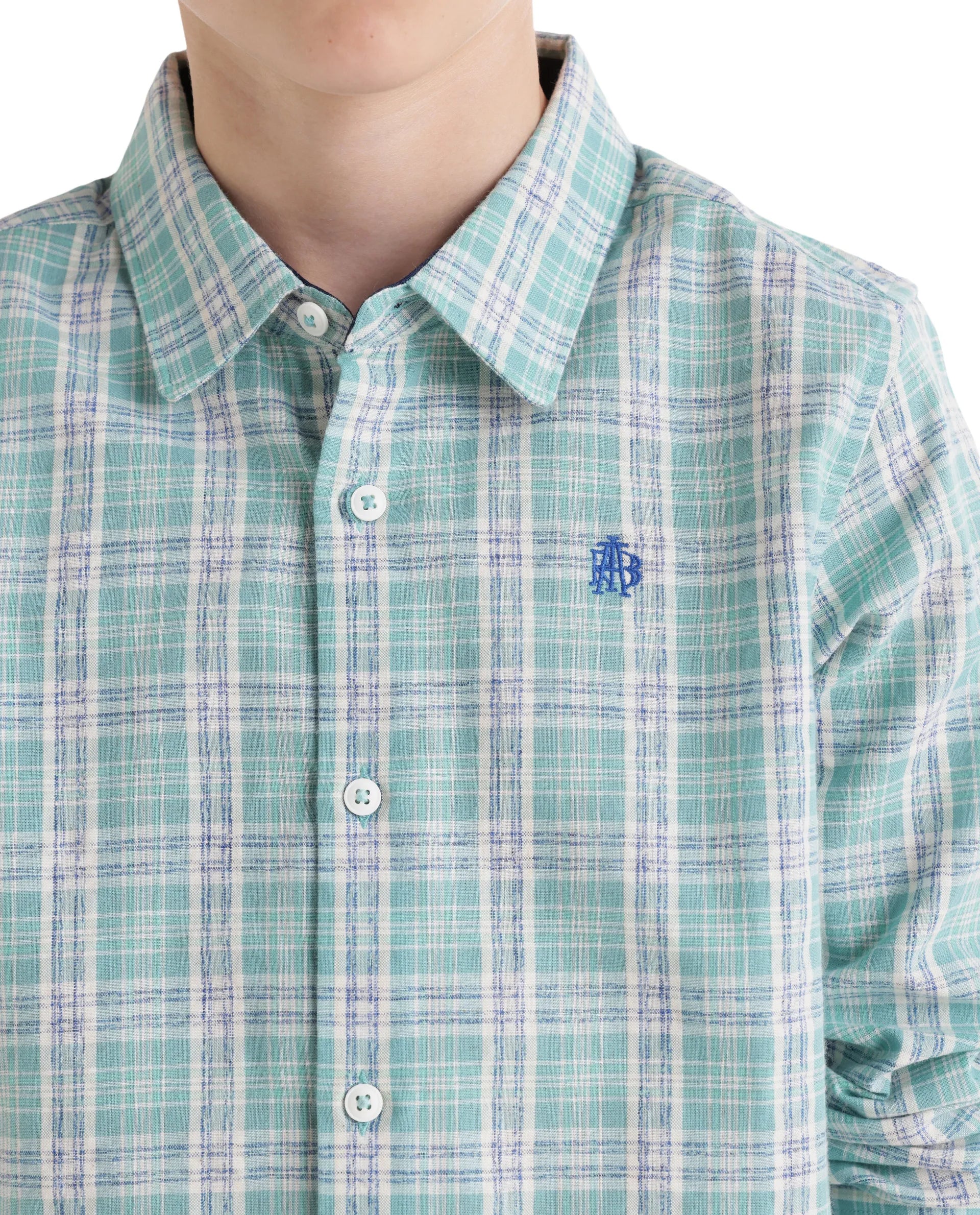 Rare Ones Kids Venzor Light Green Cotton Fabric Button Closure Regular Fit Shirt - Image 4