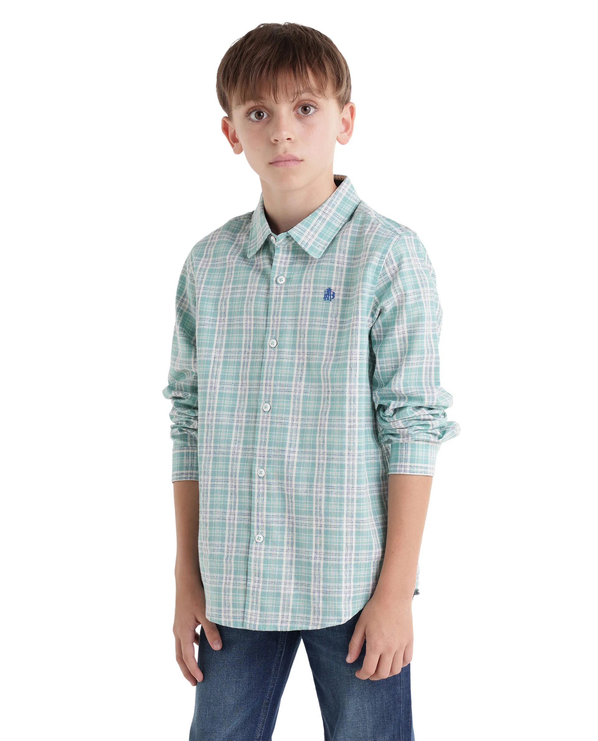 Rare Ones Kids Venzor Light Green Cotton Fabric Button Closure Regular Fit Shirt - Image 6