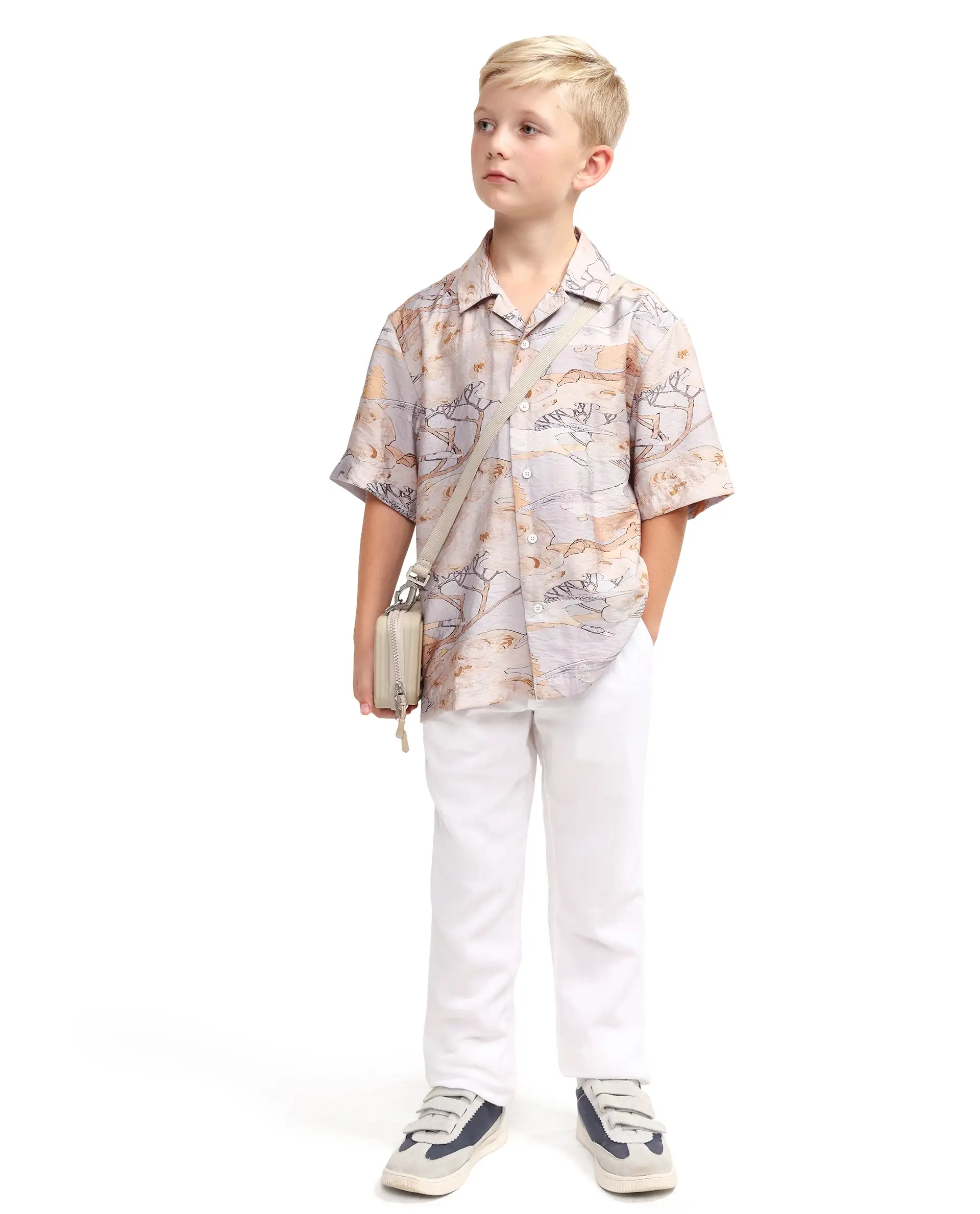 Rare Ones Kids Zeno Light Purple Viscose Blend Fabric Button Closure Boxy Fit Shirt - Image 2
