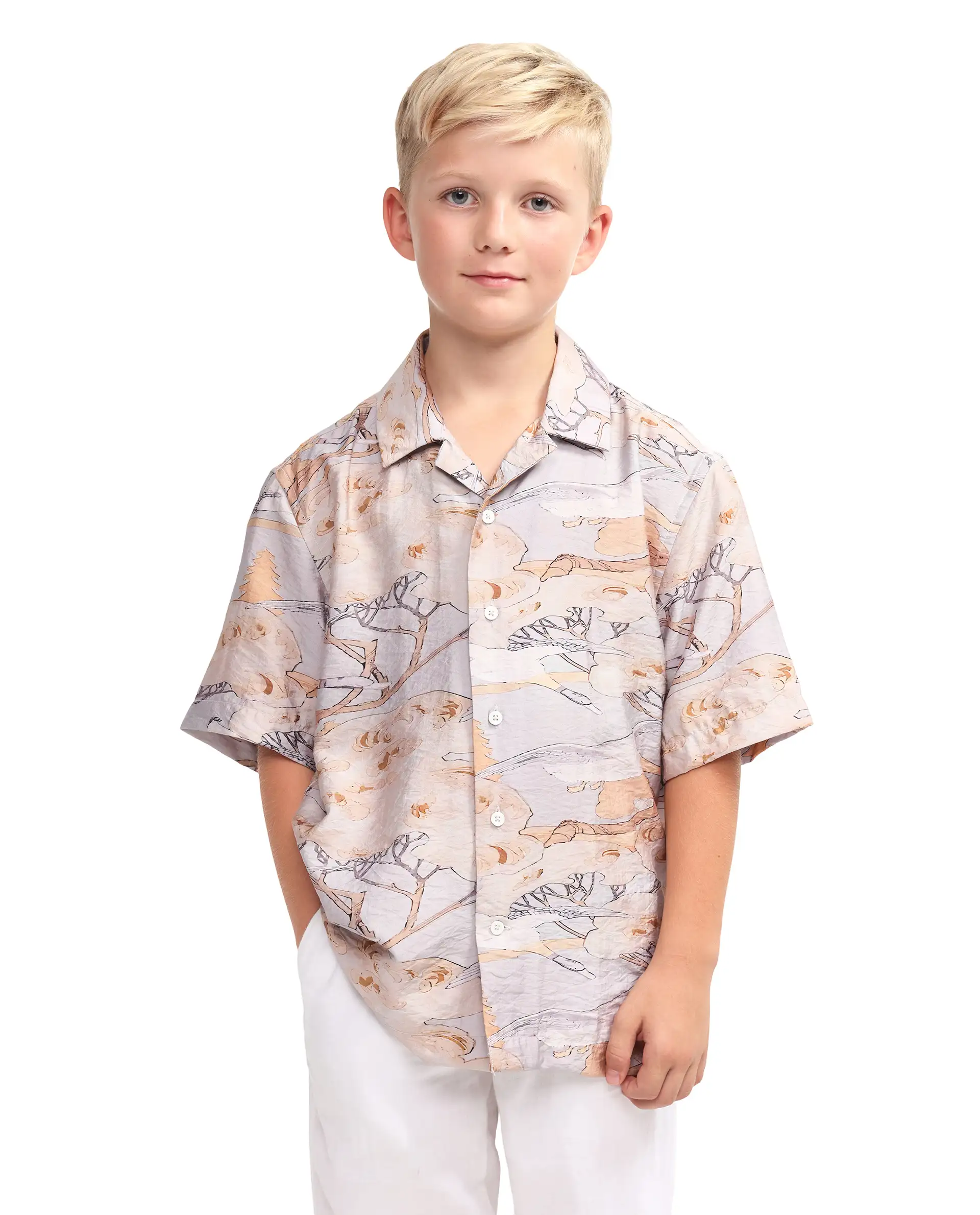 Rare Ones Kids Zeno Light Purple Viscose Blend Fabric Button Closure Boxy Fit Shirt - Image 3