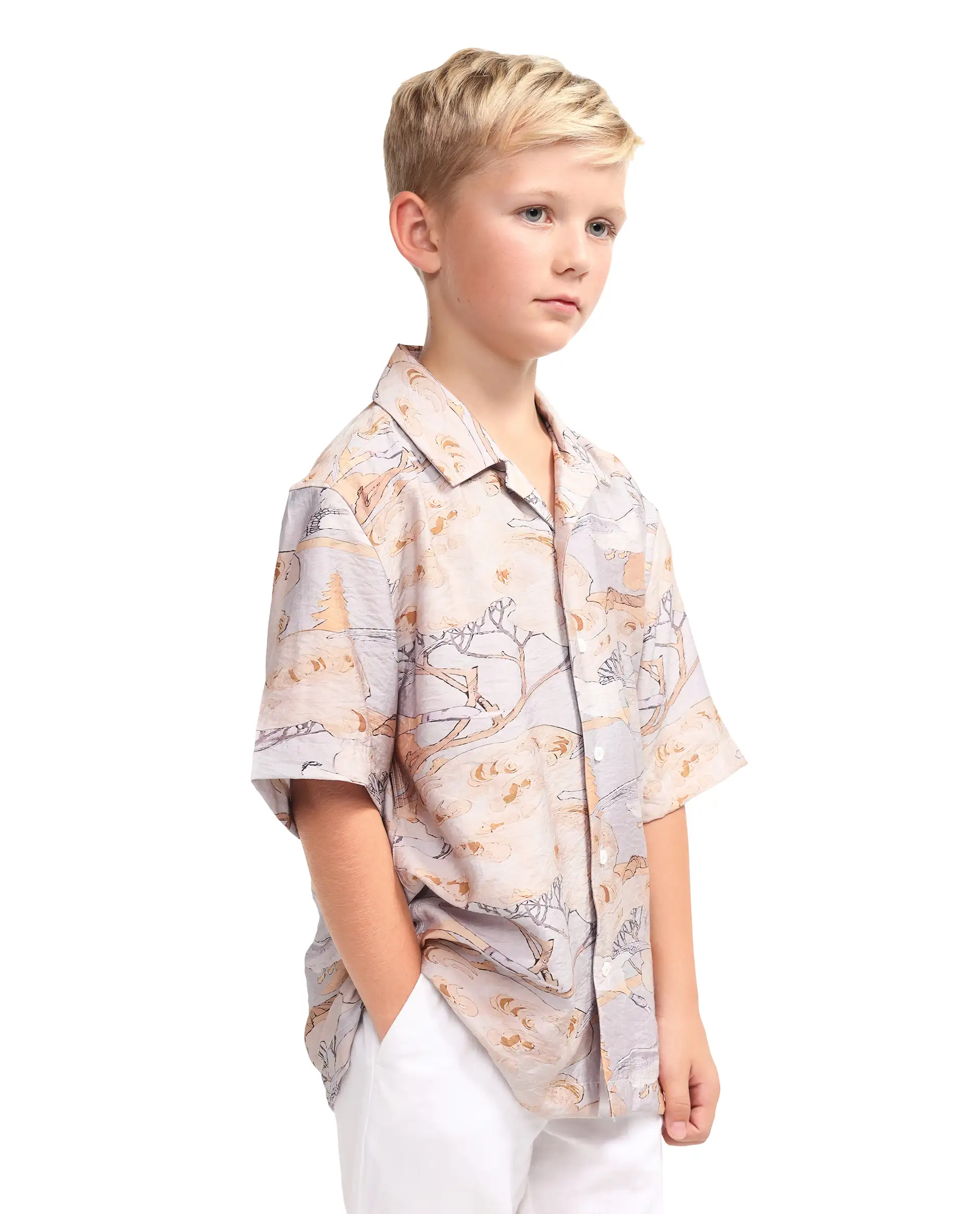 Rare Ones Kids Zeno Light Purple Viscose Blend Fabric Button Closure Boxy Fit Shirt - Image 5