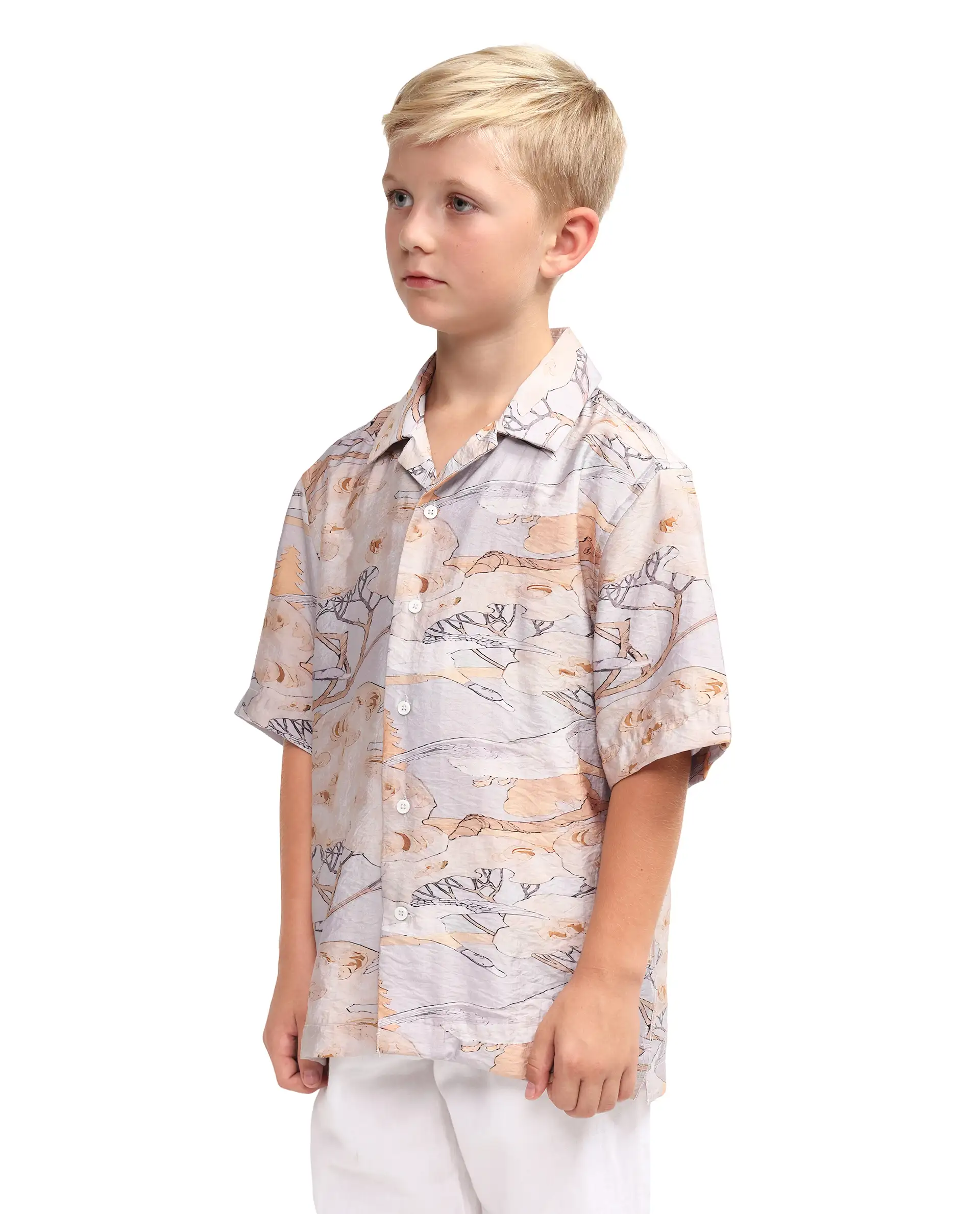 Rare Ones Kids Zeno Light Purple Viscose Blend Fabric Button Closure Boxy Fit Shirt - Image 6