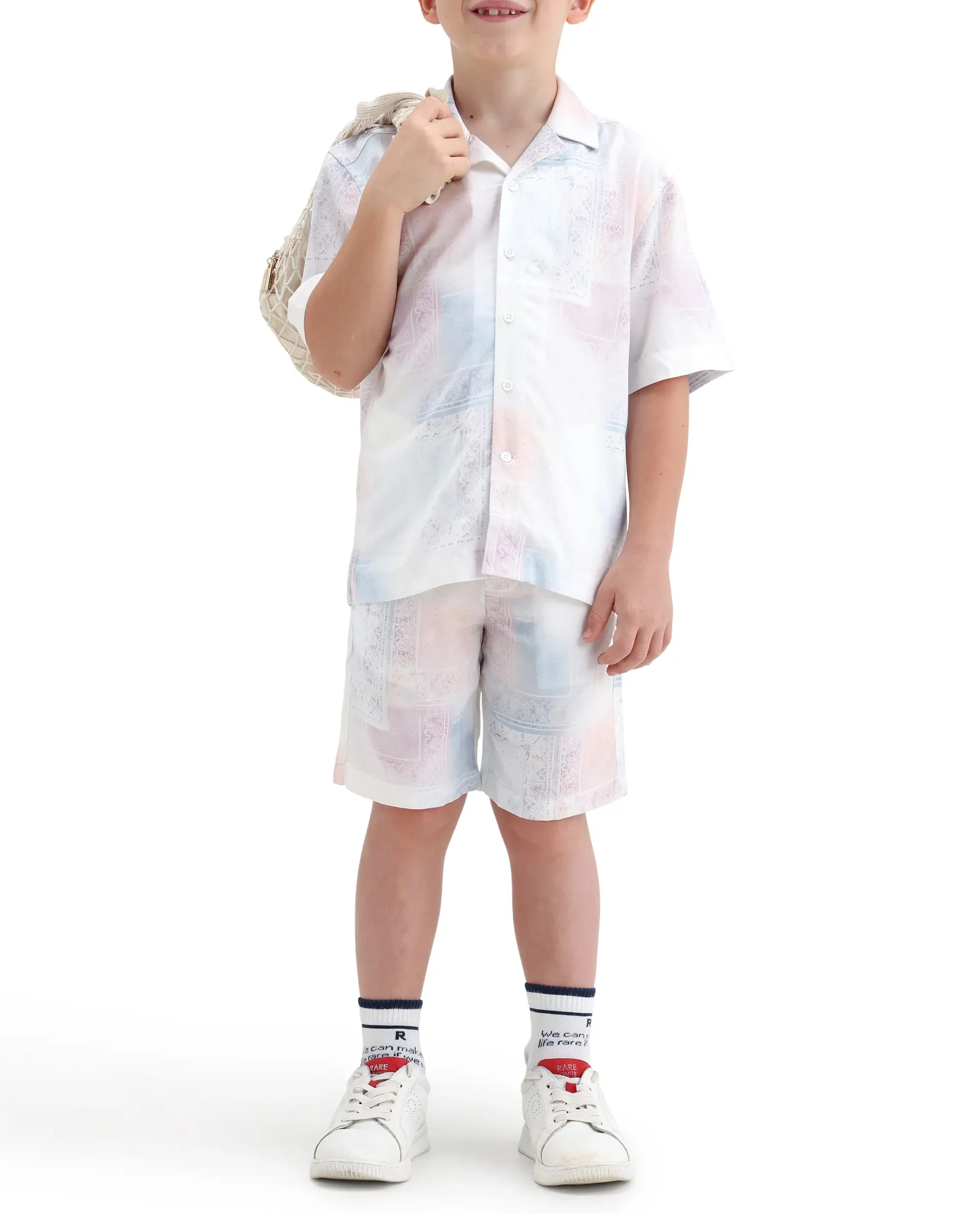 Rare Ones Kids Adrin-B Off White Viscose Rayon Button Closure Regular Fit Shorts - Image 3