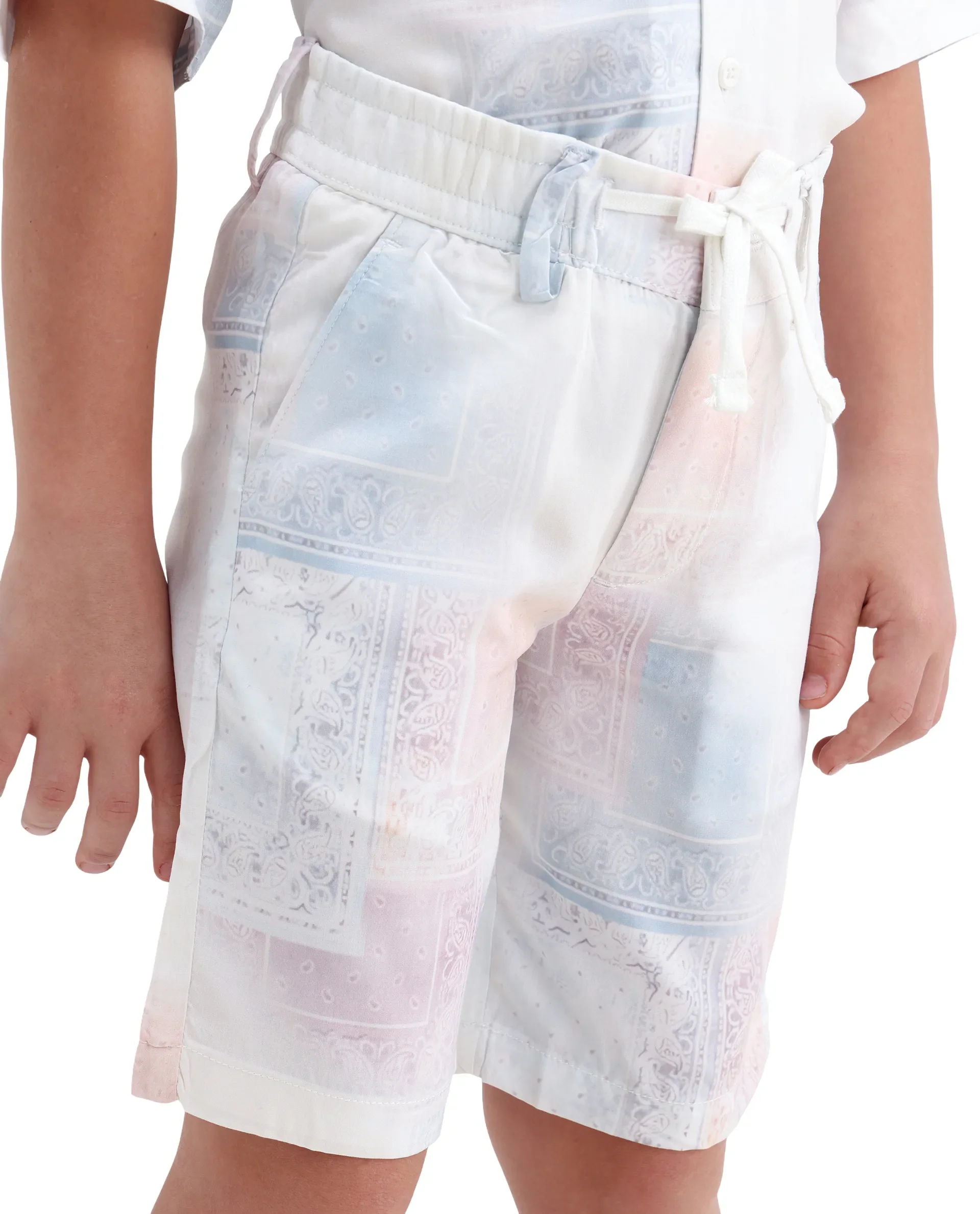 Rare Ones Kids Adrin-B Off White Viscose Rayon Button Closure Regular Fit Shorts - Image 4