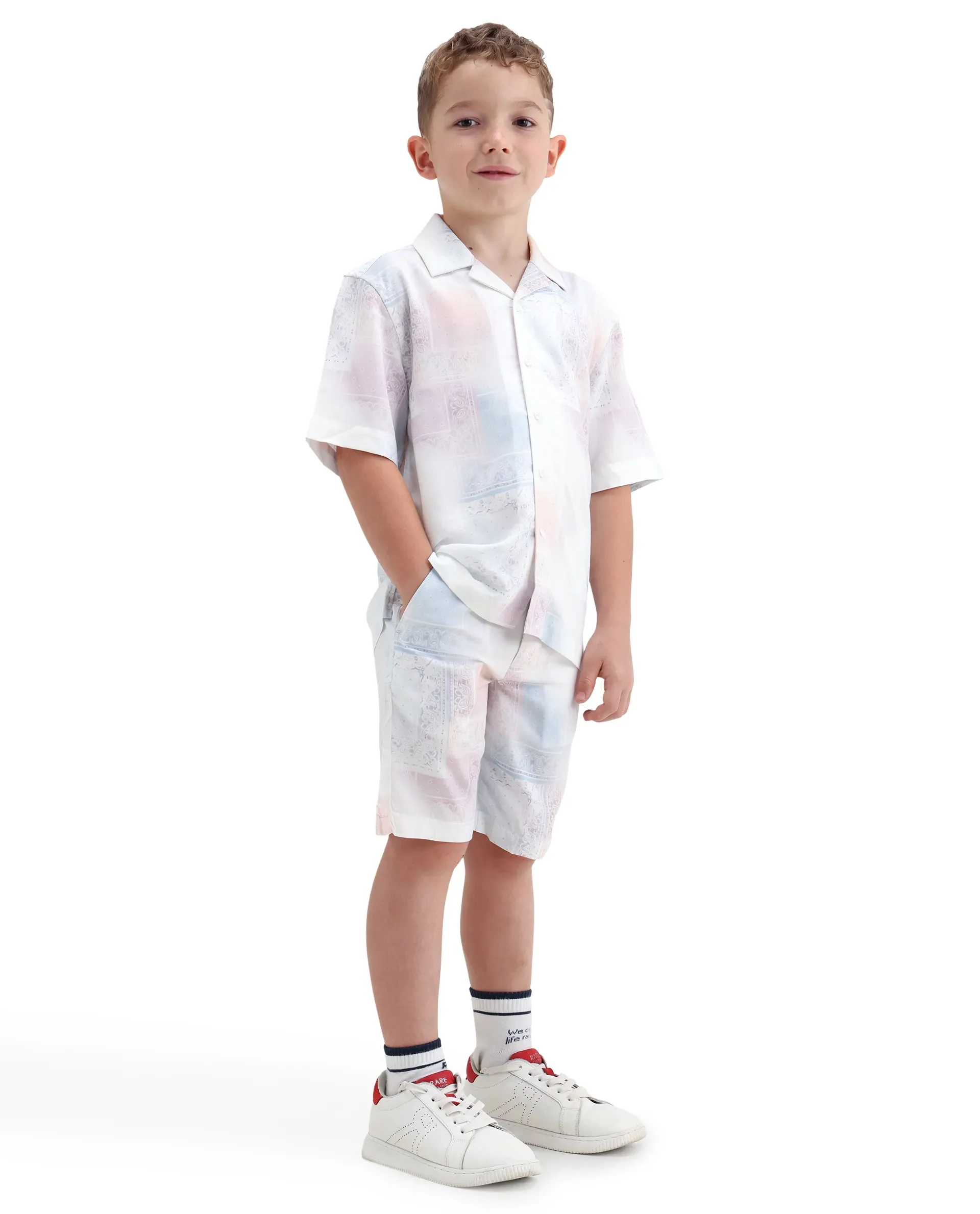 Rare Ones Kids Adrin-B Off White Viscose Rayon Button Closure Regular Fit Shorts - Image 6