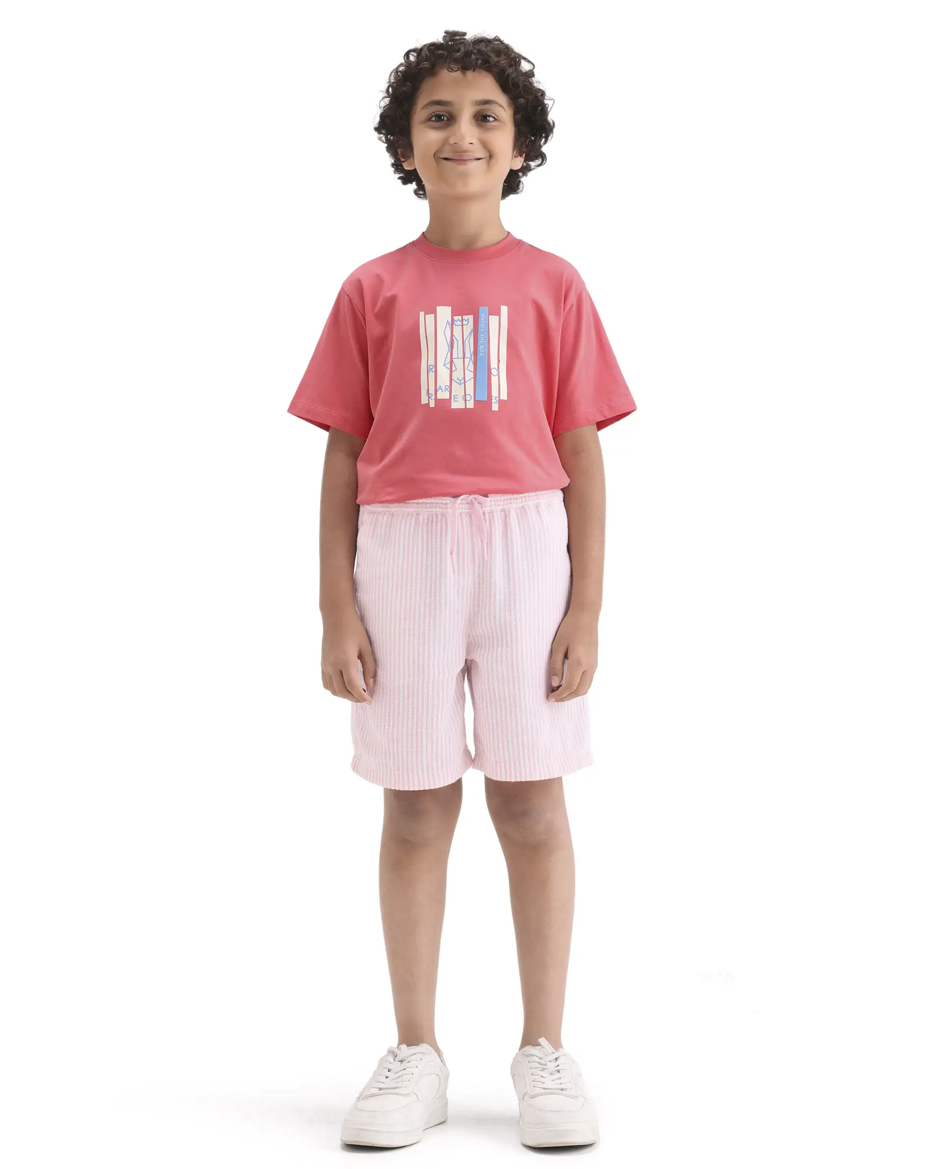 Rare Ones Kids Clyd-B Pink Linen Blend Button Closure Regular Fit Shorts - Image 4