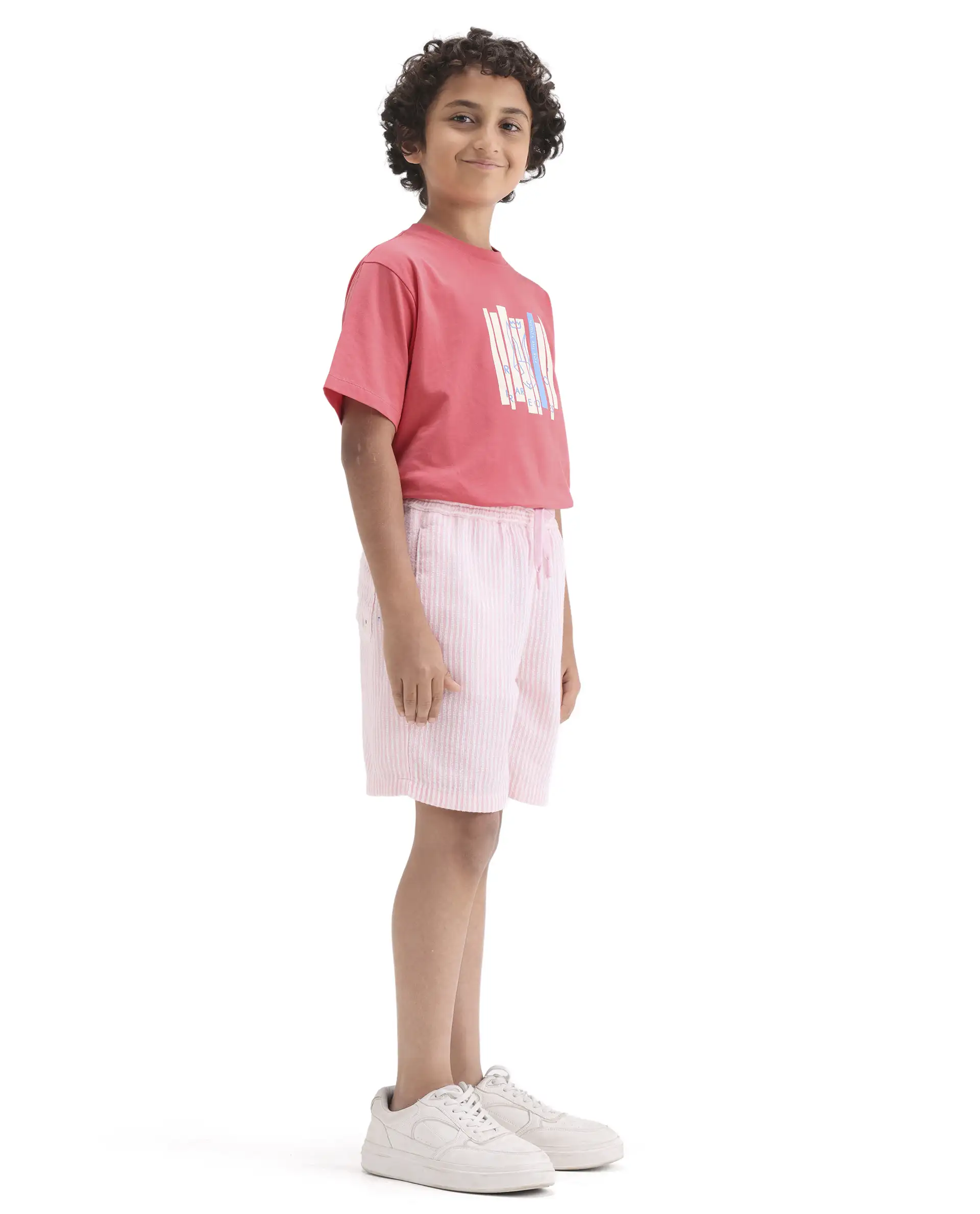 Rare Ones Kids Clyd-B Pink Linen Blend Button Closure Regular Fit Shorts - Image 6