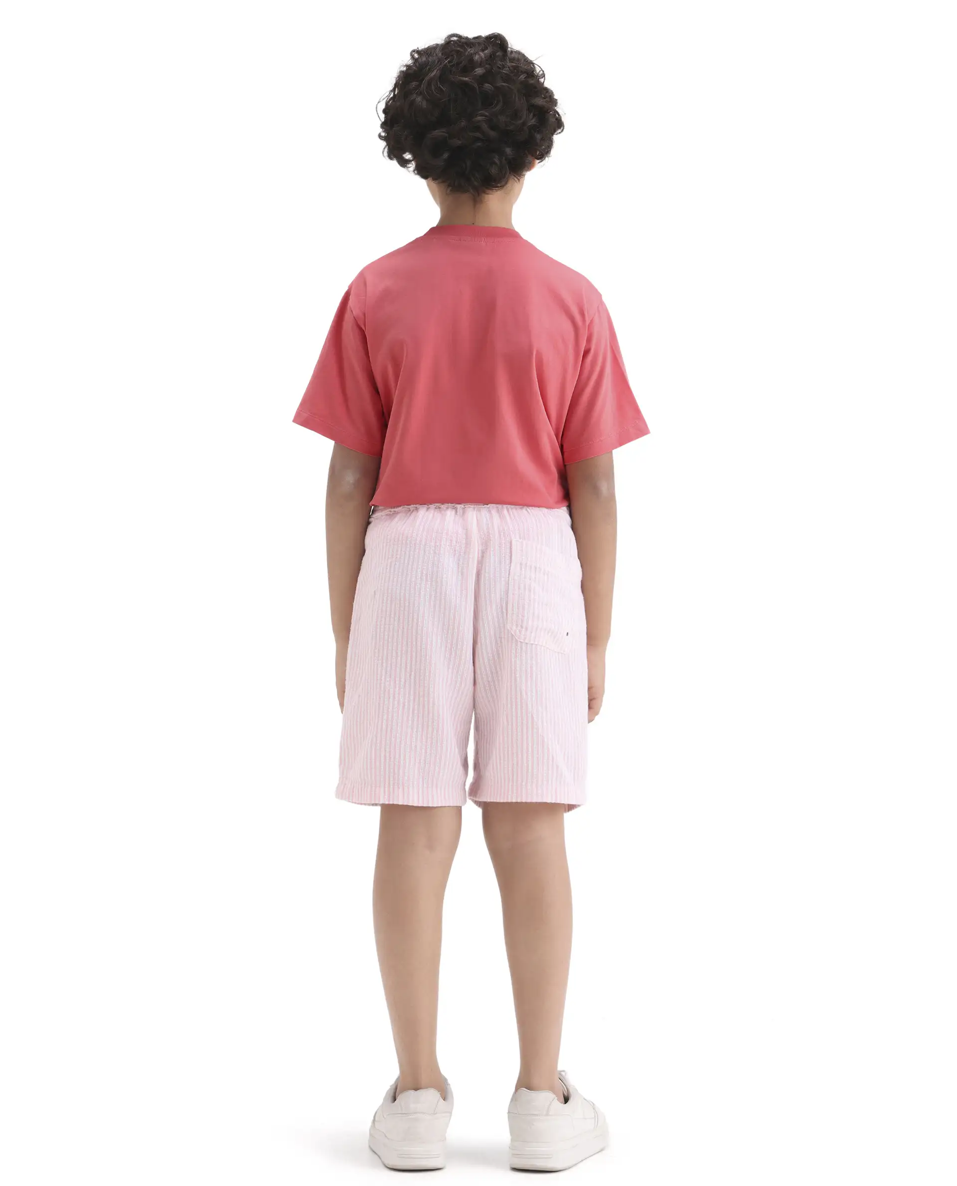 Rare Ones Kids Clyd-B Pink Linen Blend Button Closure Regular Fit Shorts - Image 7