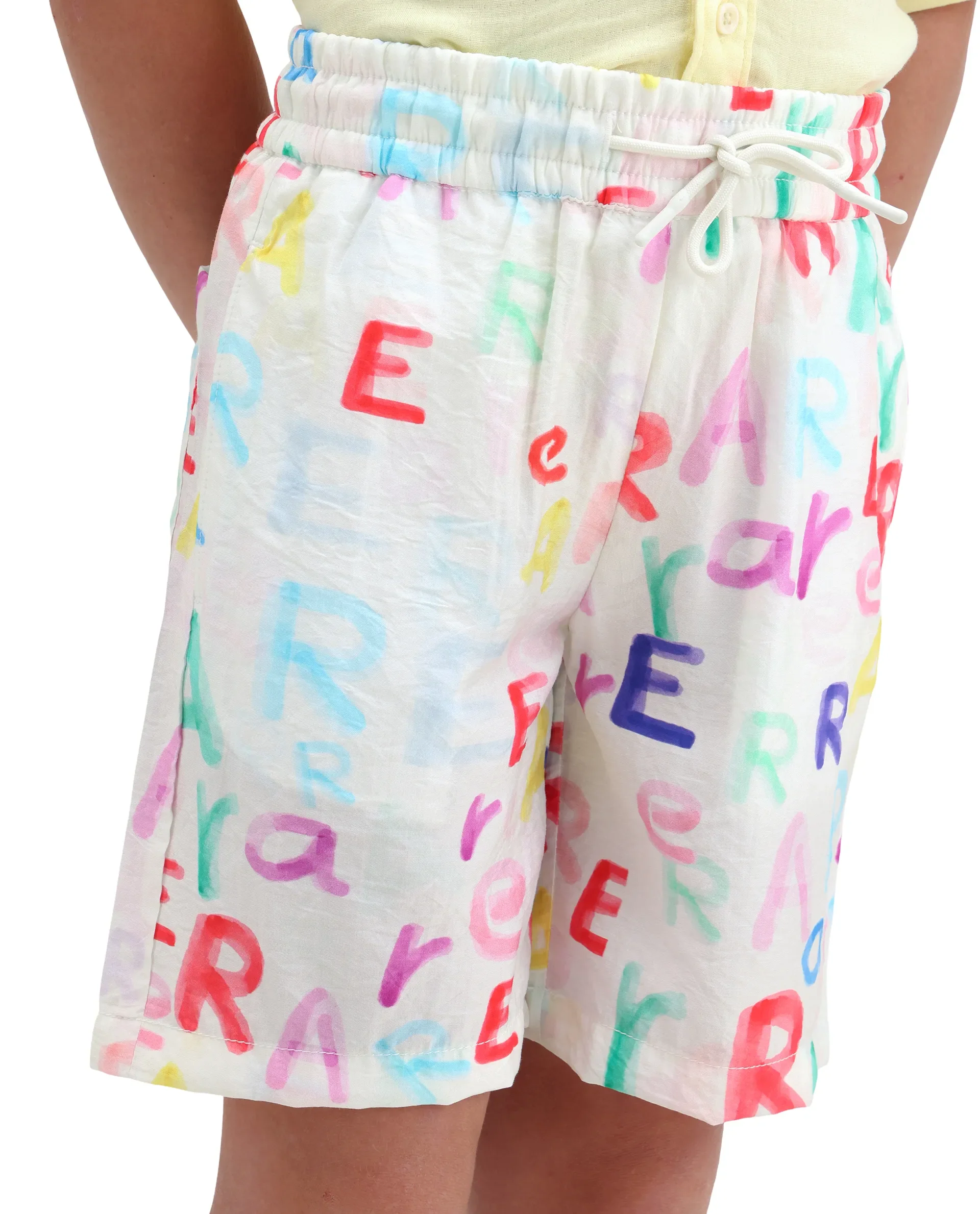 Rare Ones Kids Cron-B Off White Viscose Blend Button Closure Regular Fit Shorts - Image 4