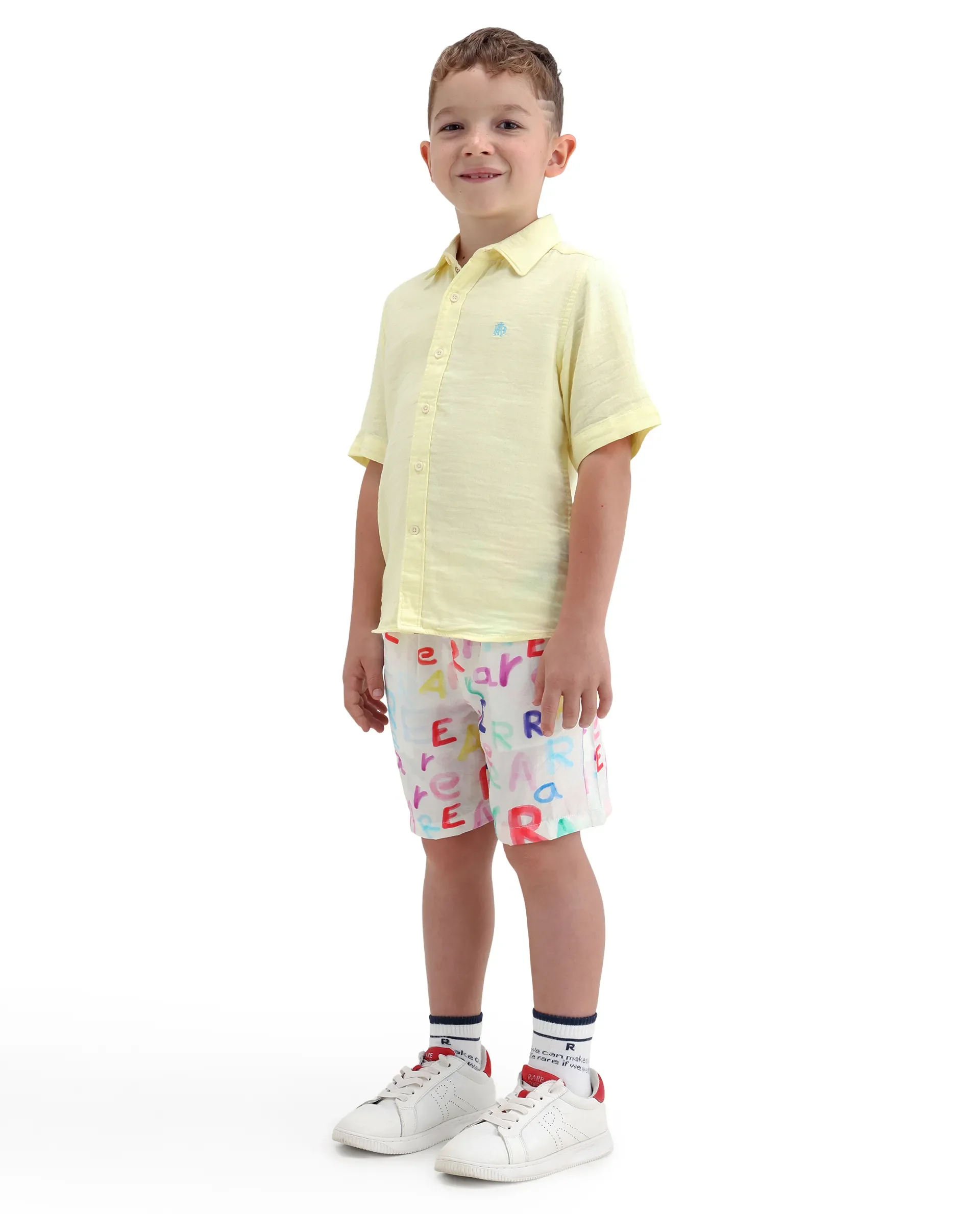 Rare Ones Kids Cron-B Off White Viscose Blend Button Closure Regular Fit Shorts - Image 7