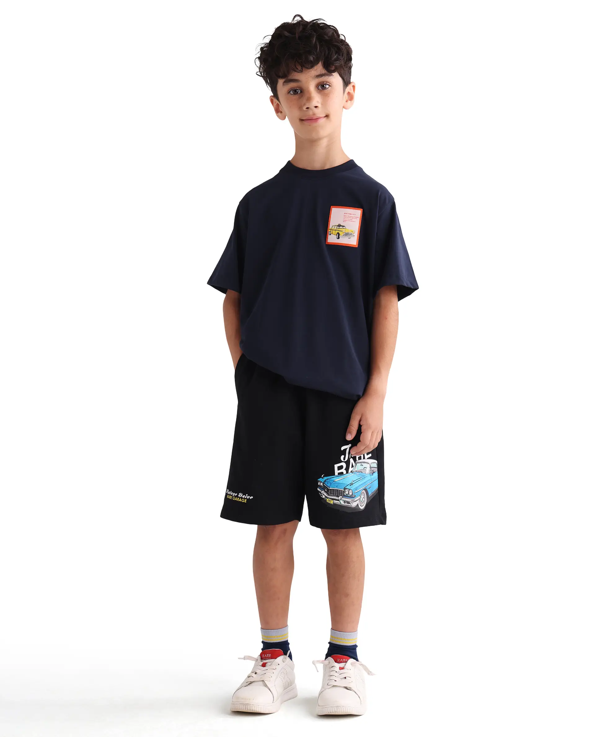 Rare Ones Kids Cubi-B Black Cotton Fabric Drawstring Closure Digital Print Regular Fit Shorts - Image 5