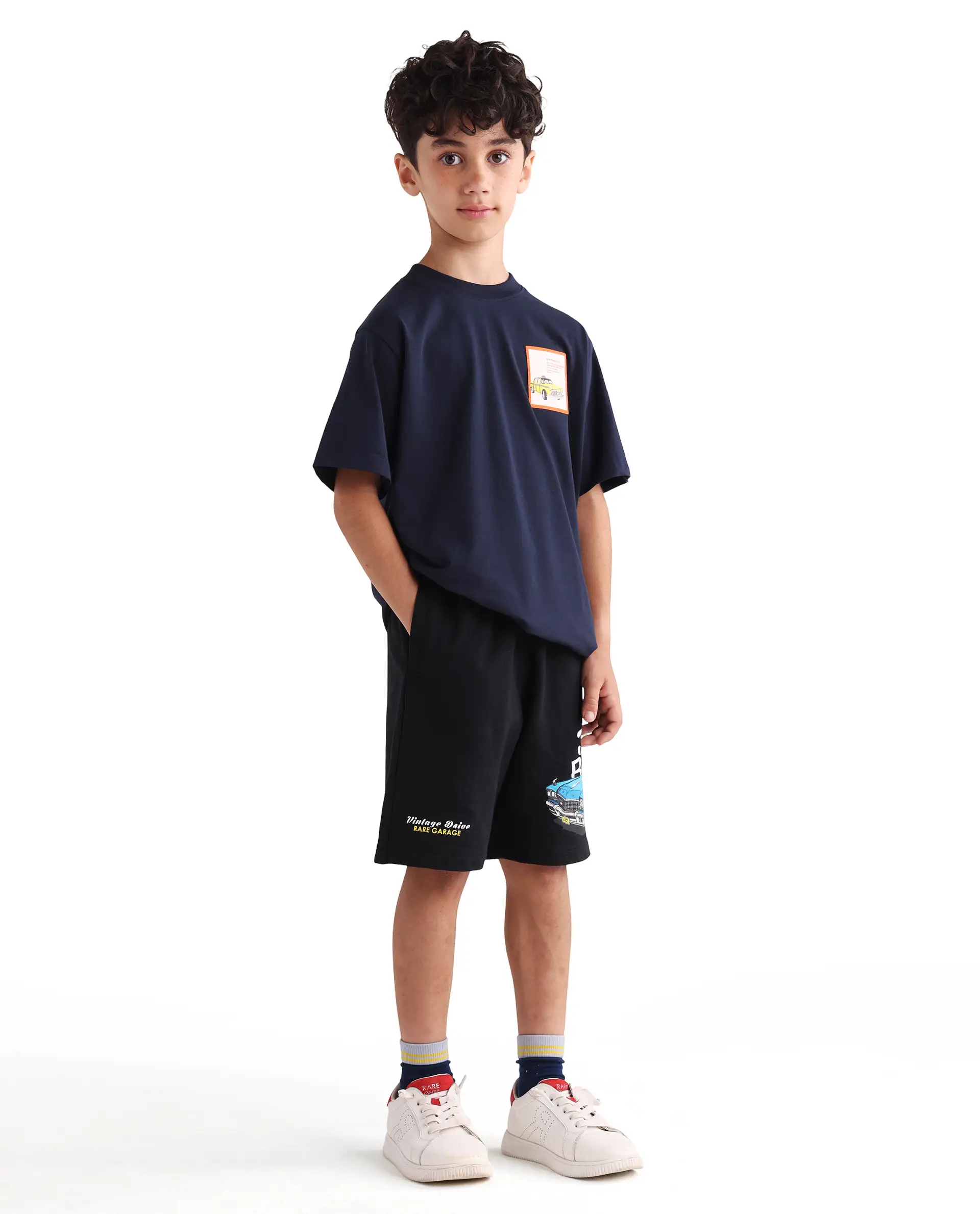 Rare Ones Kids Cubi-B Black Cotton Fabric Drawstring Closure Digital Print Regular Fit Shorts - Image 6