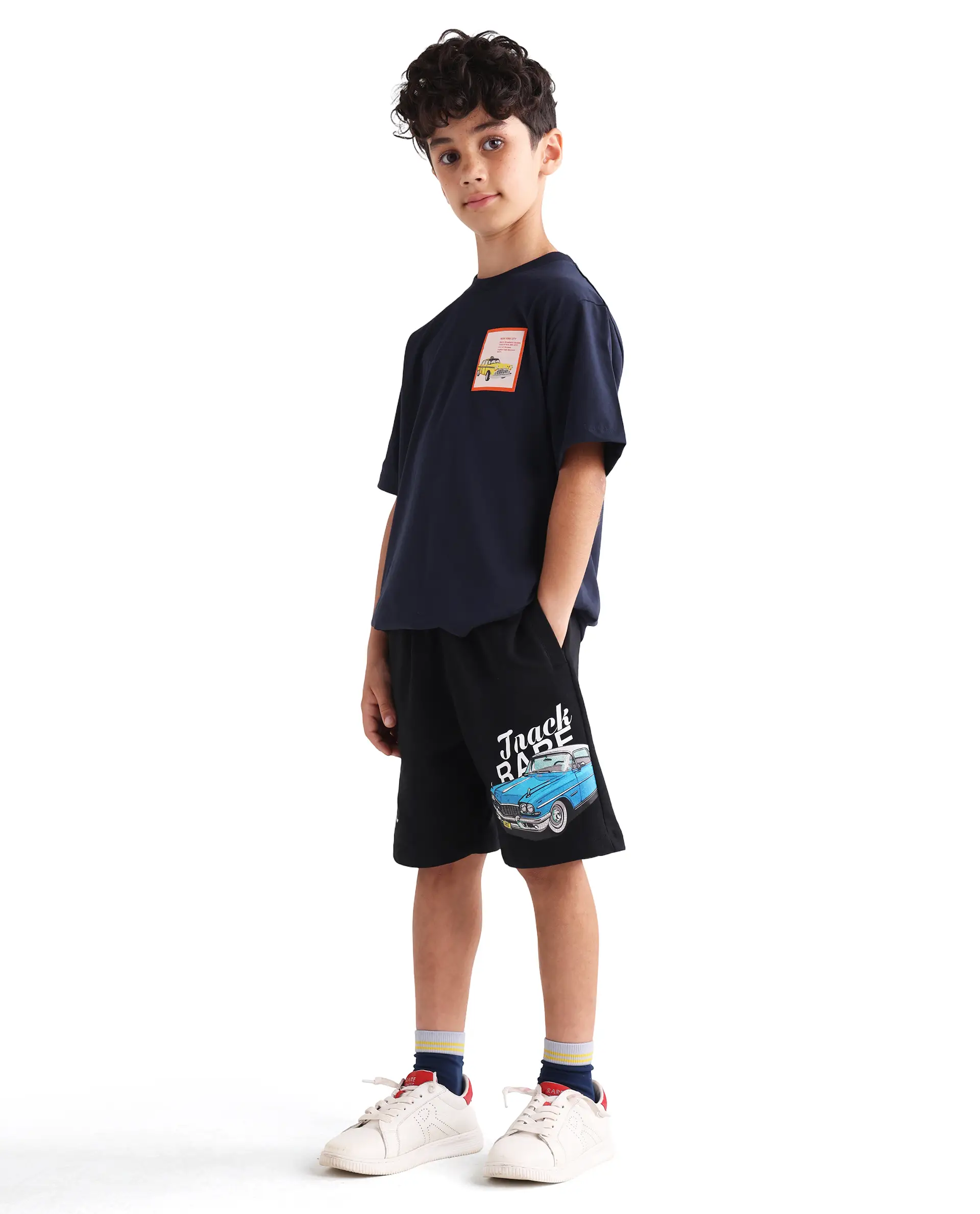 Rare Ones Kids Cubi-B Black Cotton Fabric Drawstring Closure Digital Print Regular Fit Shorts - Image 7