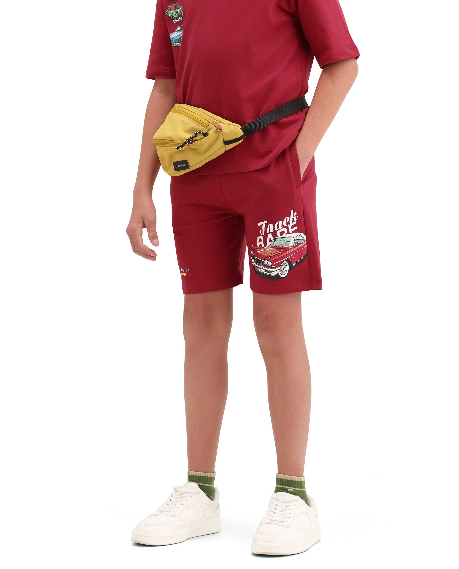 Rare Ones Kids Cubi-B Red Cotton Fabric Drawstring Closure Digital Print Regular Fit Shorts - Image 2
