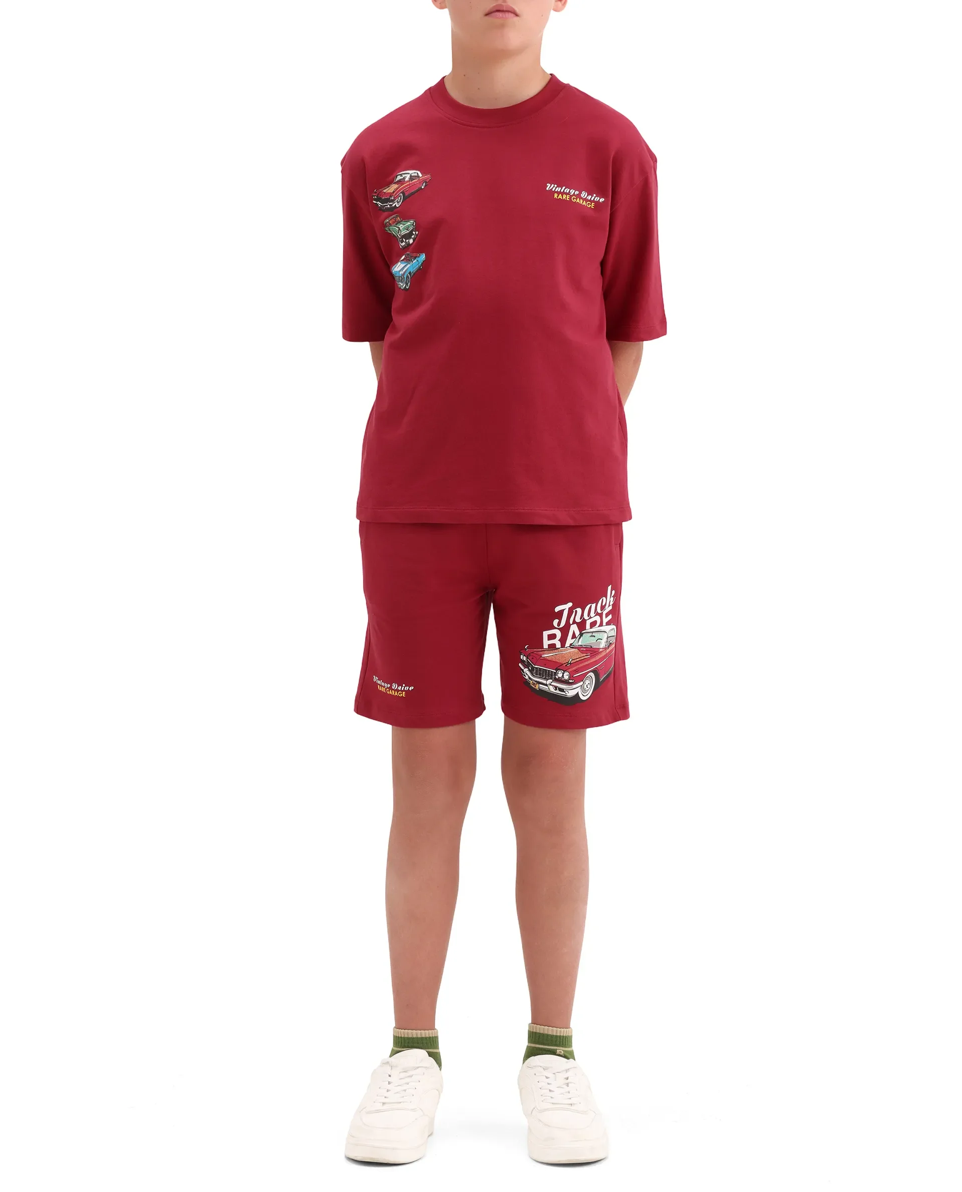 Rare Ones Kids Cubi-B Red Cotton Fabric Drawstring Closure Digital Print Regular Fit Shorts - Image 3