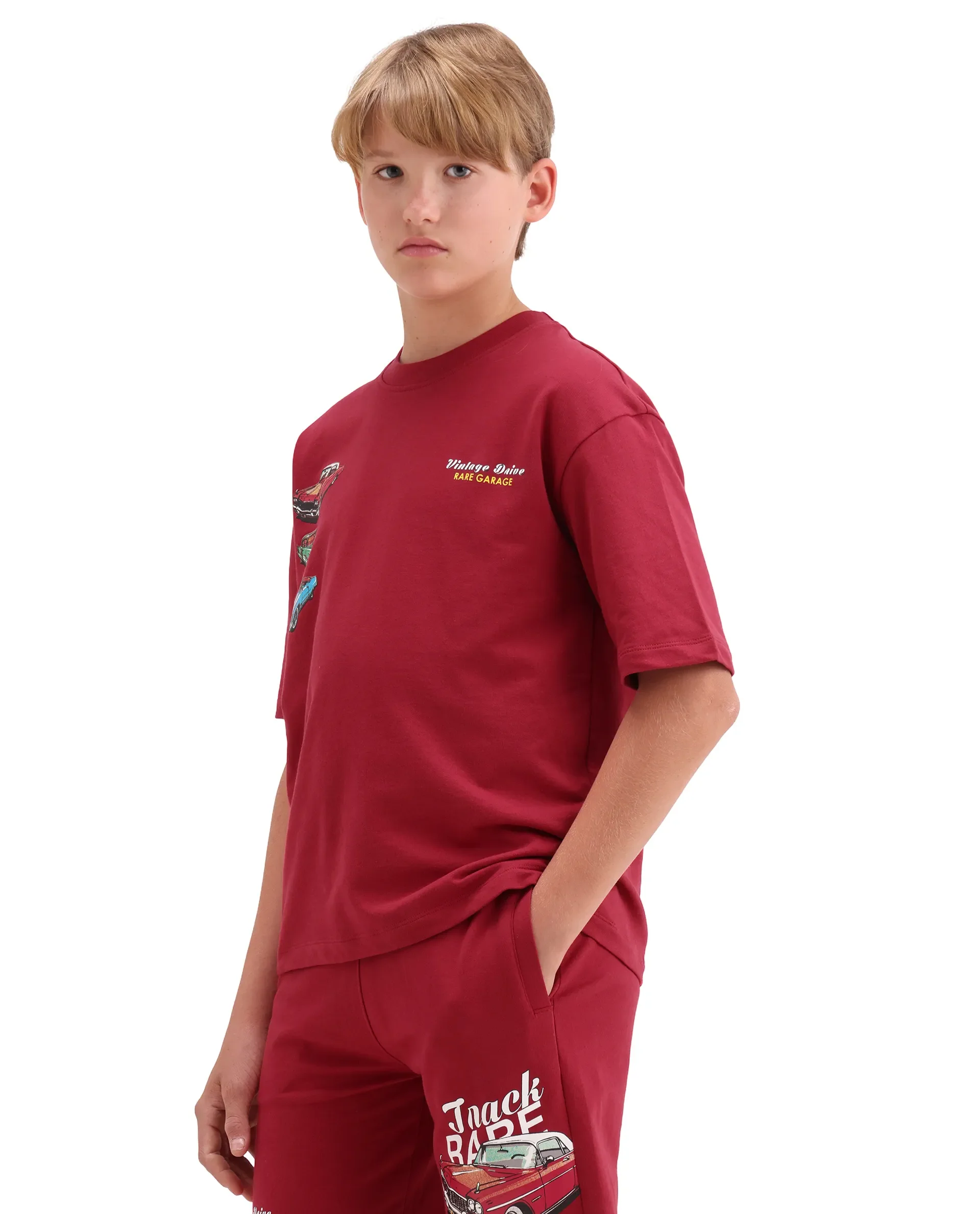 Rare Ones Kids Cubi-B Red Cotton Fabric Drawstring Closure Digital Print Regular Fit Shorts - Image 5