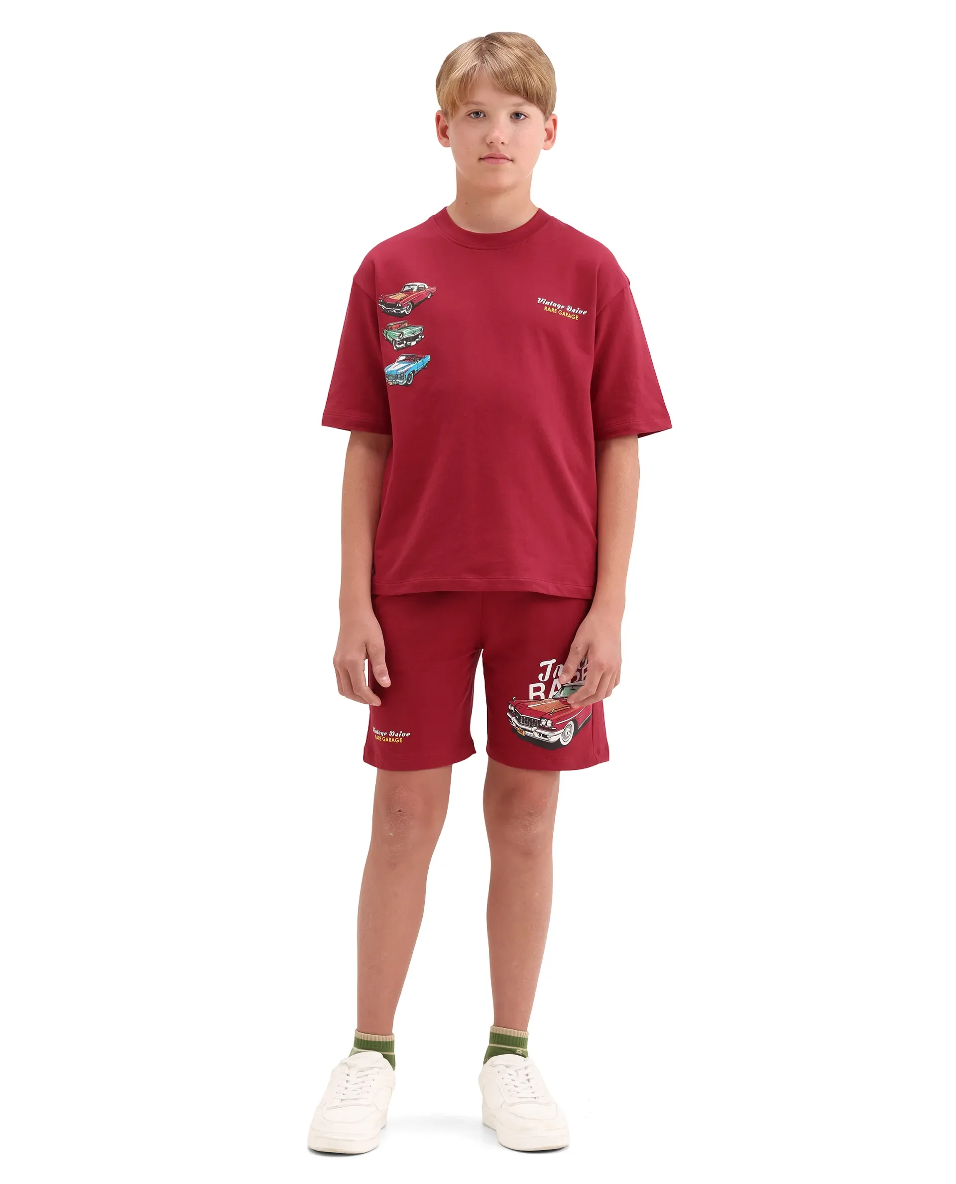 Rare Ones Kids Cubi-B Red Cotton Fabric Drawstring Closure Digital Print Regular Fit Shorts - Image 6