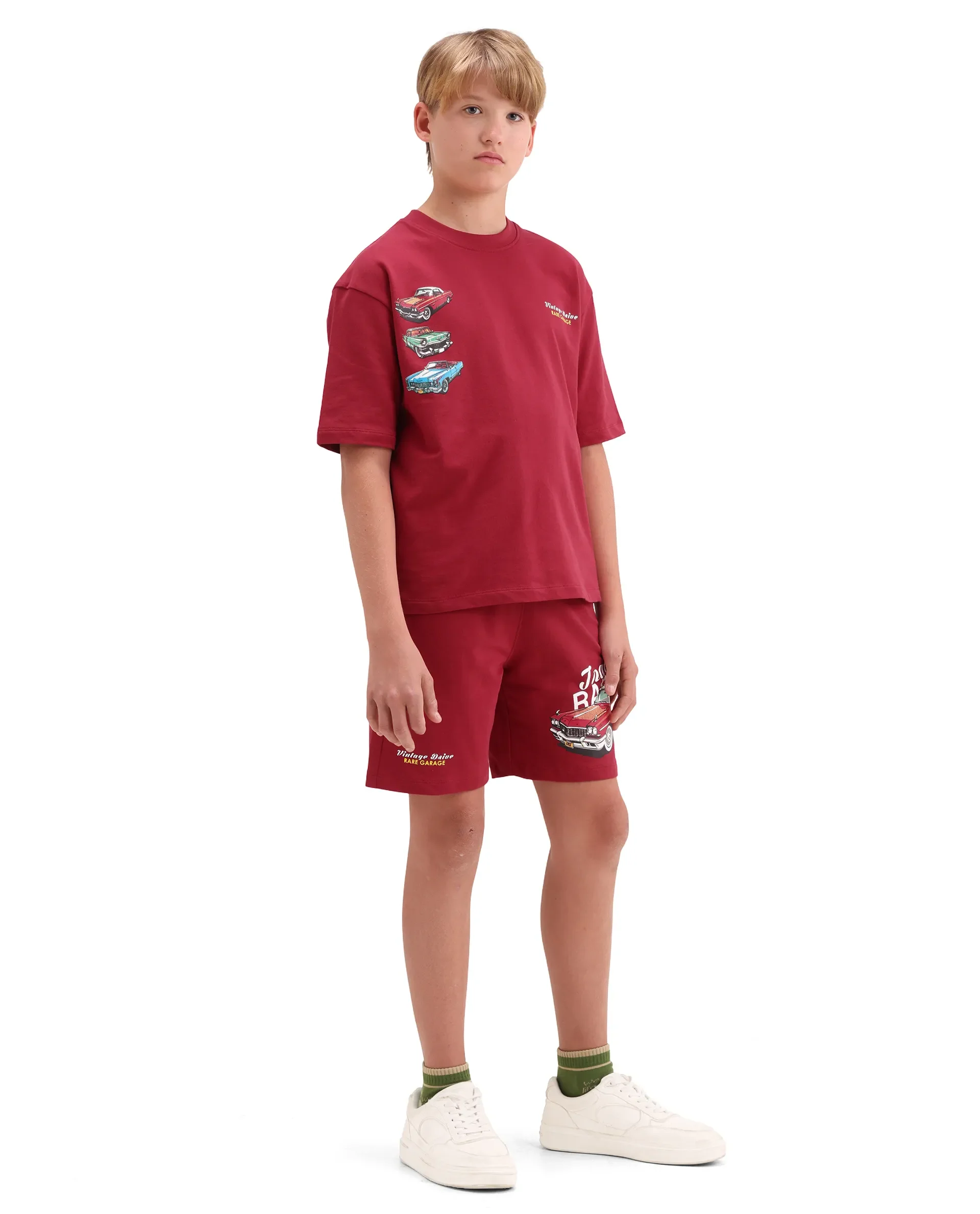 Rare Ones Kids Cubi-B Red Cotton Fabric Drawstring Closure Digital Print Regular Fit Shorts - Image 8