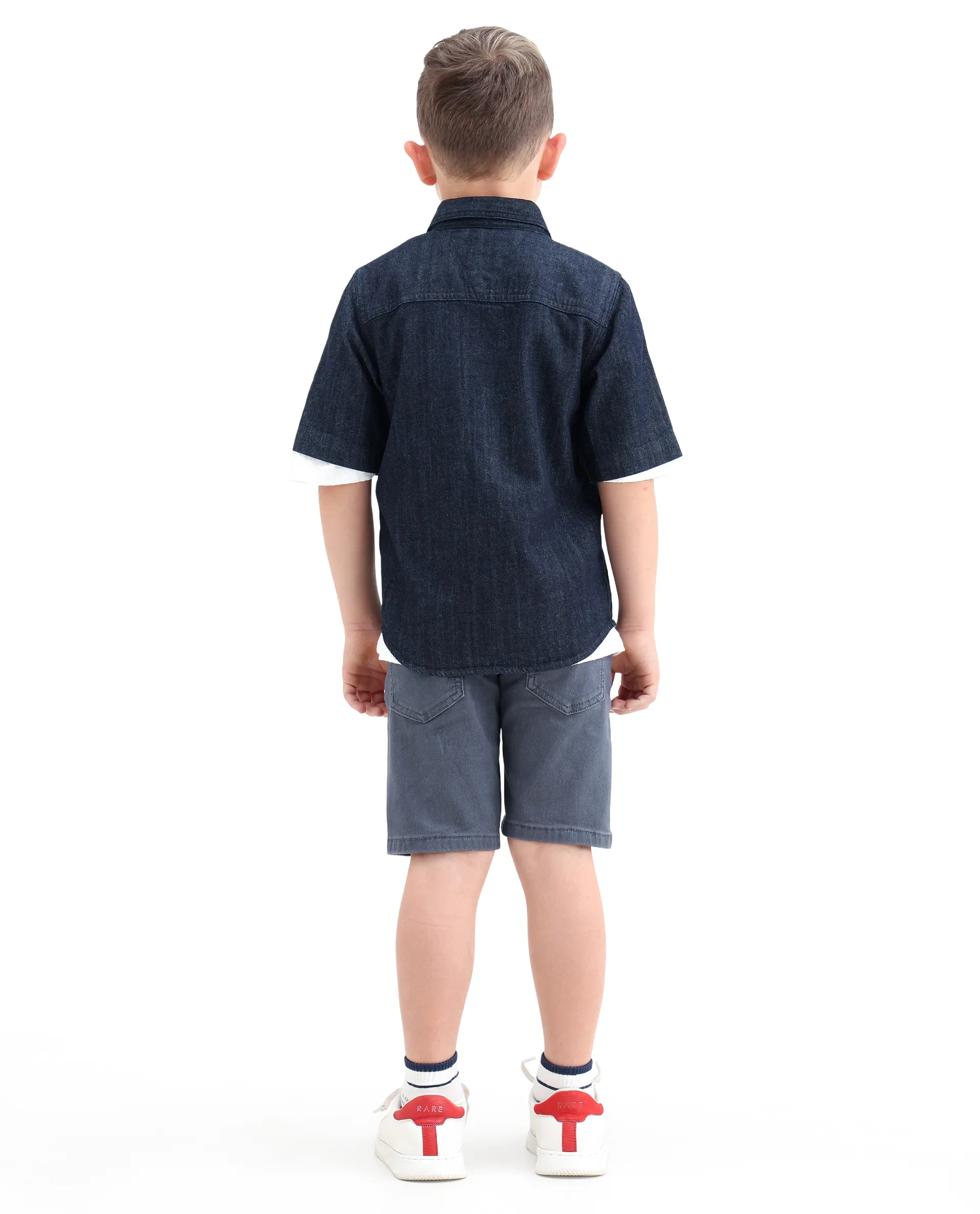 Rare Ones Kids Dell Grey Cotton Blend Fabric Button And Zipper Closure Regular Fit Shorts - Image 8