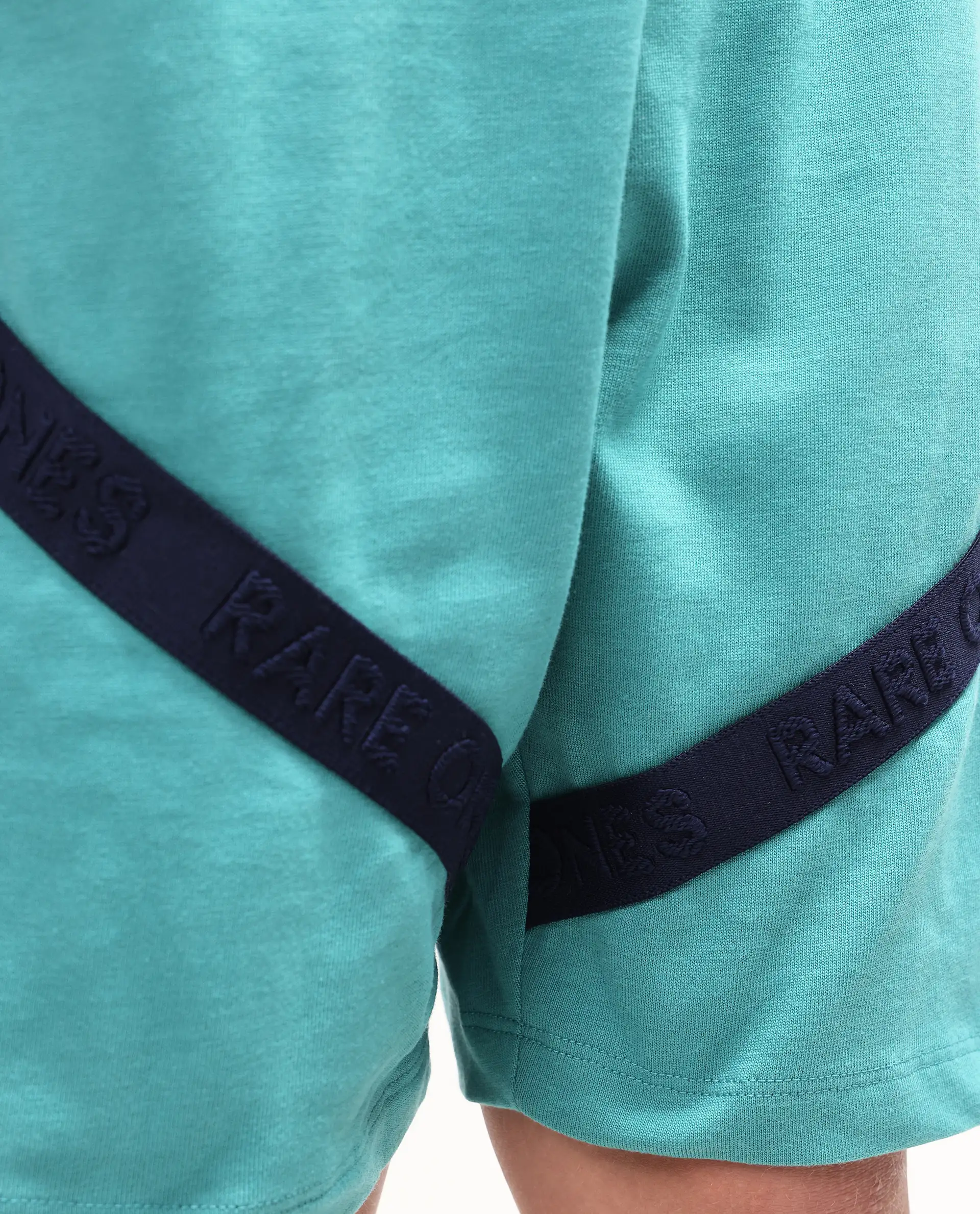 Rare Ones Kids Dream-B Teal Cotton Fabric Drawstring Closure Badge Applique Regular Fit Shorts - Image 4