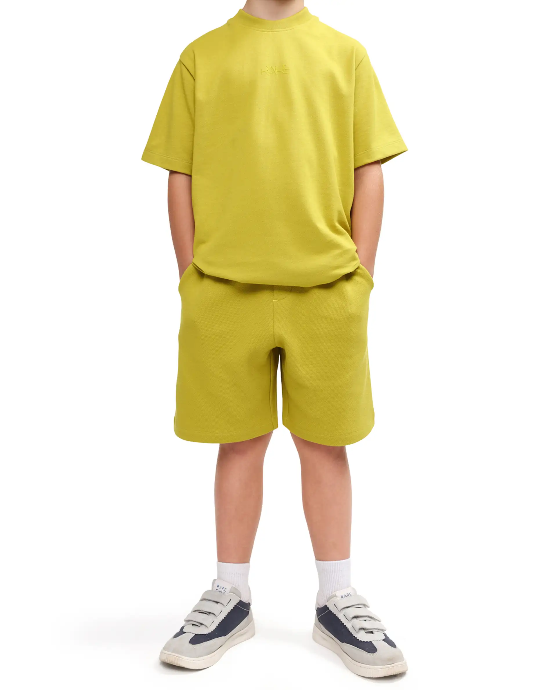 Rare Ones Kids Heros-B Fluorescent Yellow Polyester Blend Fabric Button And Zipper Closure Hd Print Regular Fit Shorts - Image 3