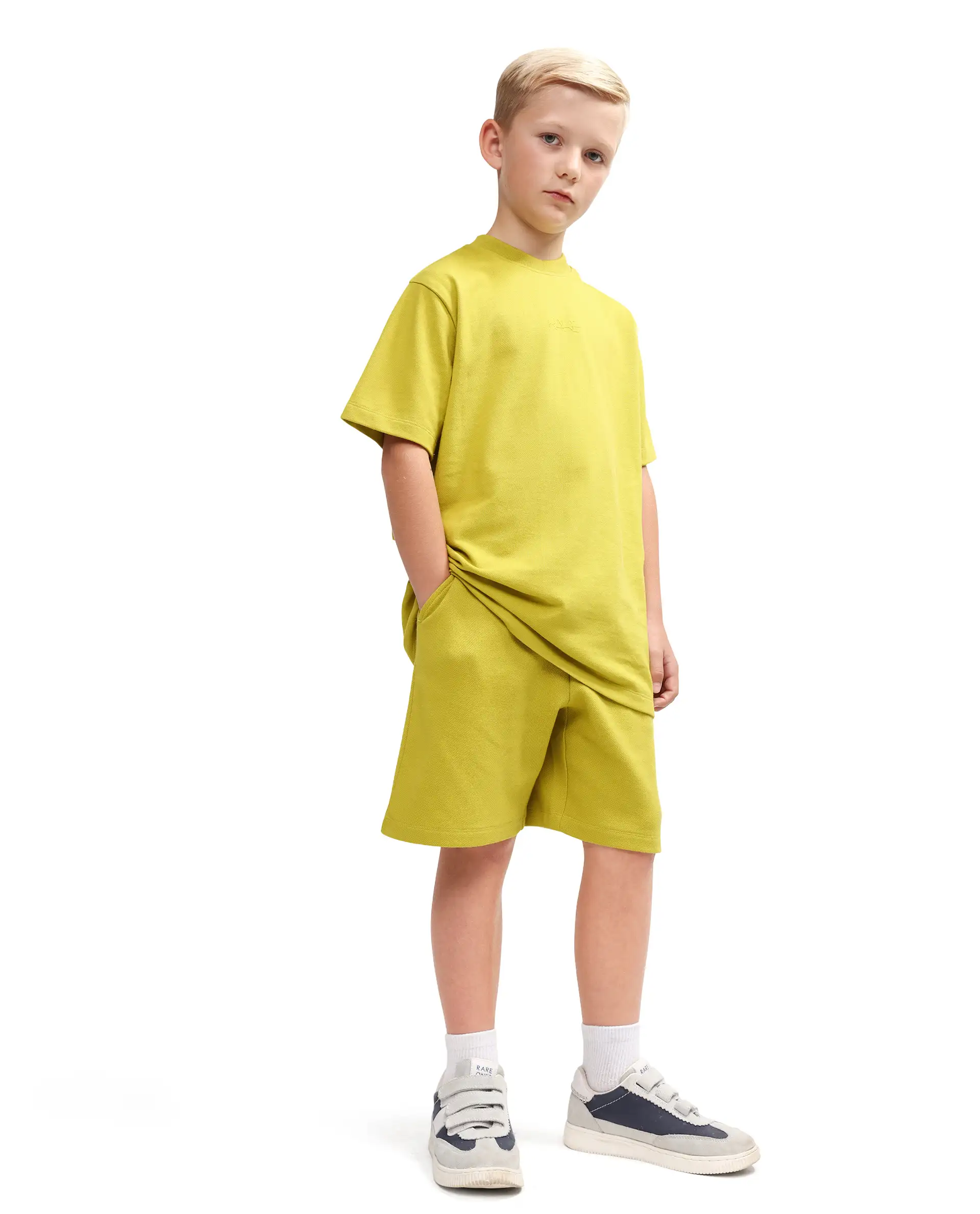 Rare Ones Kids Heros-B Fluorescent Yellow Polyester Blend Fabric Button And Zipper Closure Hd Print Regular Fit Shorts - Image 7