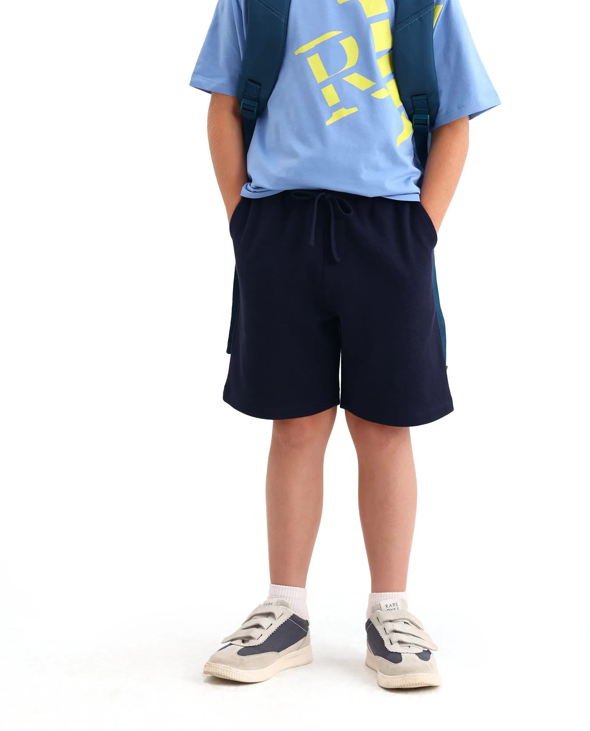 Rare Ones Kids Heros-B Navy Polyester Blend Fabric Button And Zipper Closure Hd Print Regular Fit Shorts - Image 2